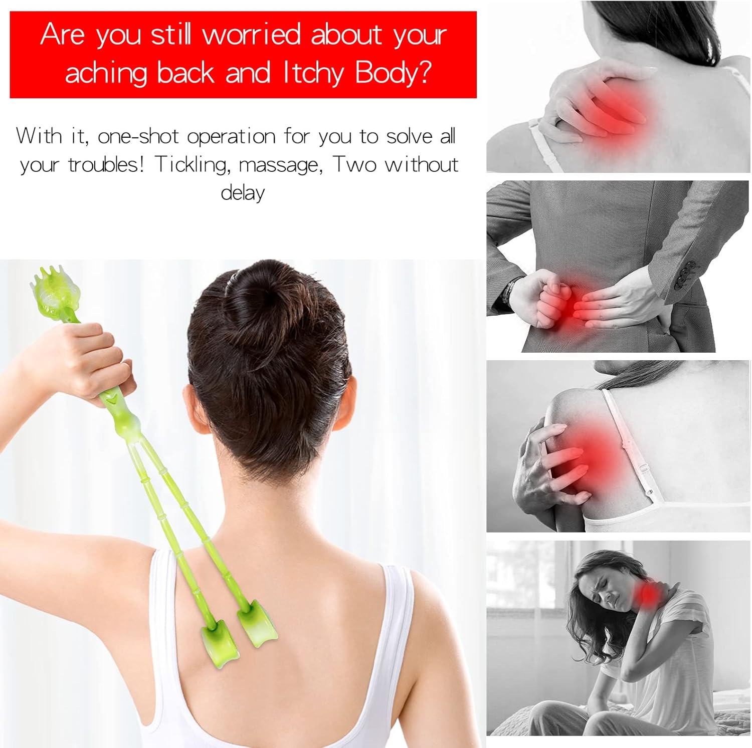 DFCV Precision Percussion Massager Back Scratchers for Adults Can Be Extended, Double-Headed use, Used for Scratching and Hammering Acupuncture Points,Sturdy Manual Massager Tool, Green-2 : Clothing, Shoes & Jewelry