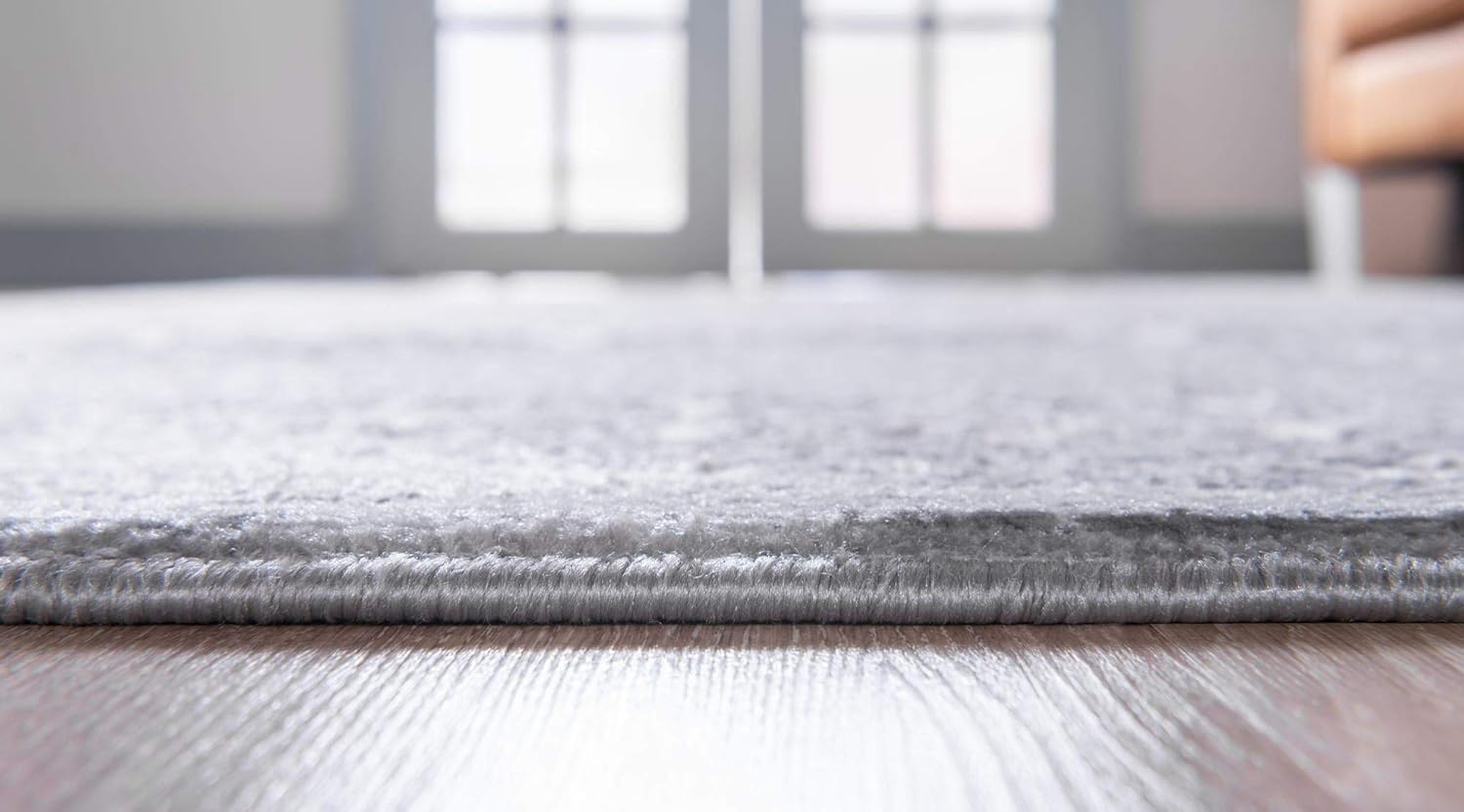 Rugs.com Boston Collection Rug – 6 Ft Runner Gray Low-Pile Rug Perfect for Hallways, Entryways