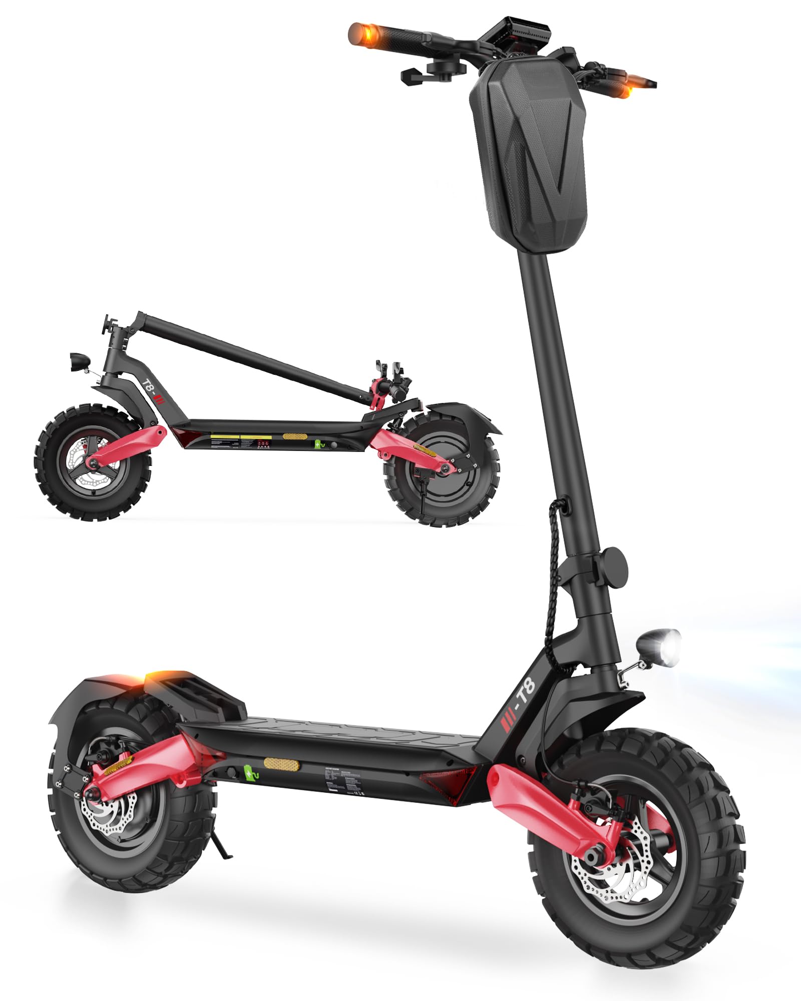E-Bike 500W Nennmotor Elektromotorrad E Scooter mit Blinker und Straßenzulassung, 15.6AH bis 80KM Reichweite, 10 Zoll Offroad Elektro Scooter bis 150KG Tragkraft,Elektrofahrrad 500W Nennmotor