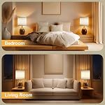 Dawnwake Table Lamps Set of 2 for Bedroom, Bedside Lamps for Night Stands Living Room, Desk Nightstand Lamp Dimmable, Modern Linen Ceramic Lamps (Coffee)