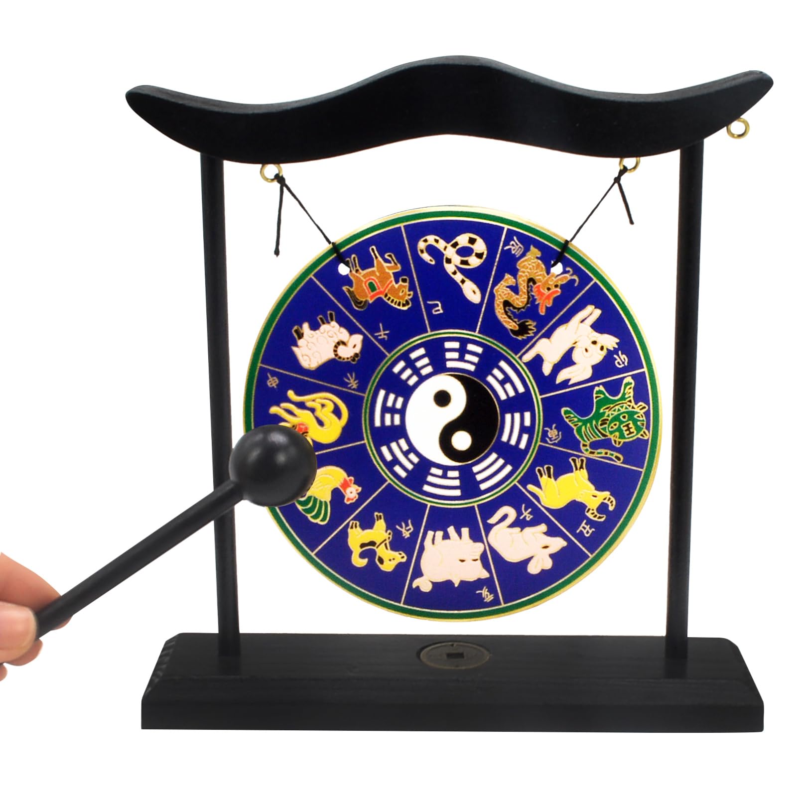 Feng Shui Gong 12 Zodiac Mesa Mini Gong Zen Arte para la buena suerte, riqueza, armonía y equilibrio + pulsera de cuerda roja gratis H1307 (H1307) (H1307)