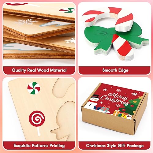 Miniatura 3 de Rompecabezas de madera de Navidad rompecabezas de madera para niños pequeños desarrollo Montessori juguetes cesta regalos fiesta juego de 5