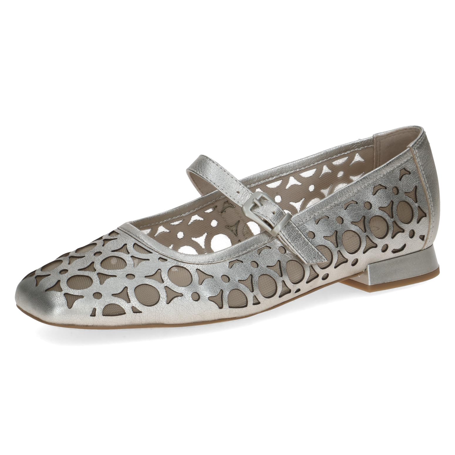 CAPRICE Women's Ballet Flats in Leather, Metallic (Platin.MET.CO), 6.5 UK