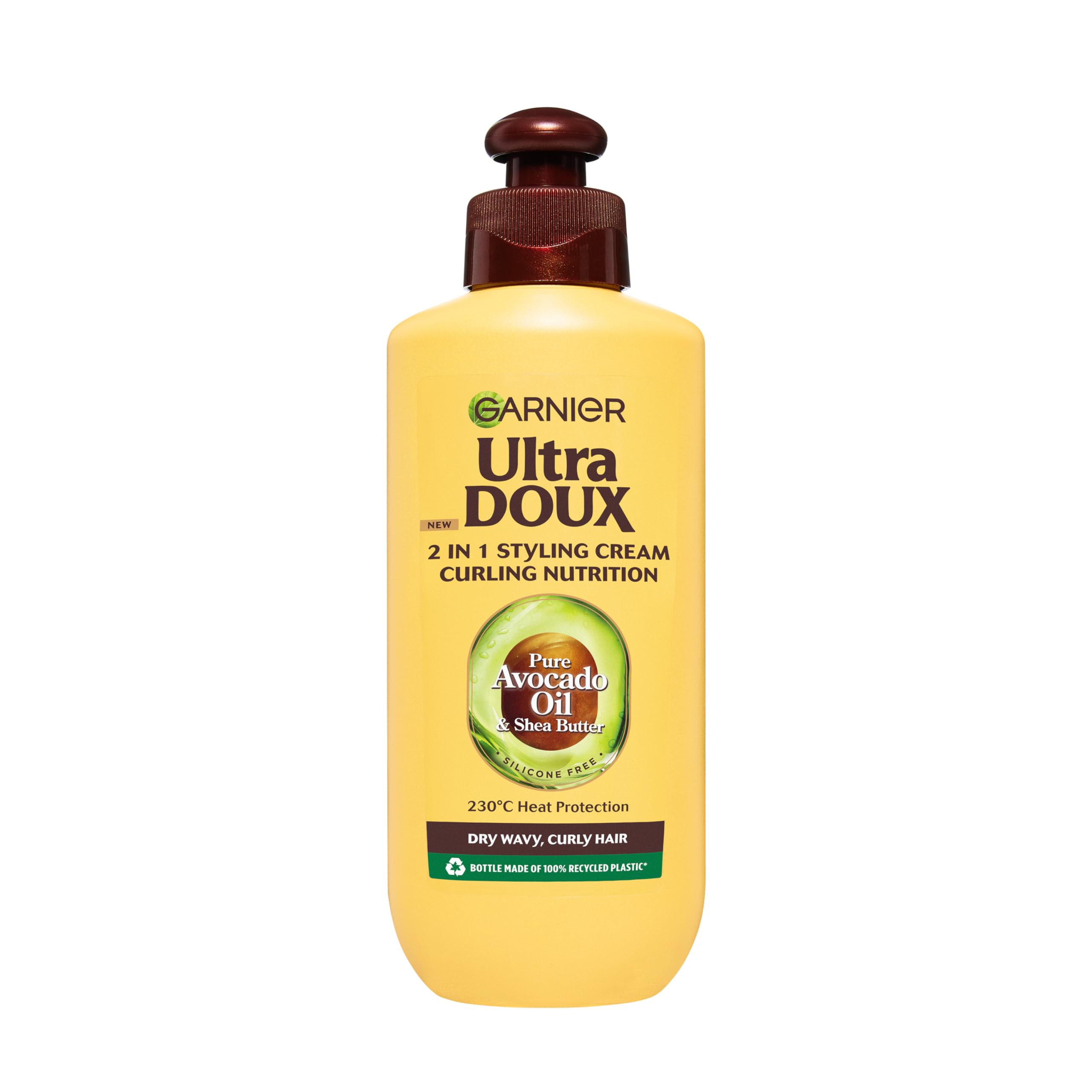 Garnier Ultra Doux Crema de Peinar 2 en 1 Nutrición Intensa, Pelo Muy Seco o Encrespado, Con Aceite Puro de Aguacate y Manteca de Karité, Protección Térmica hasta 230 °C*, 250 ml