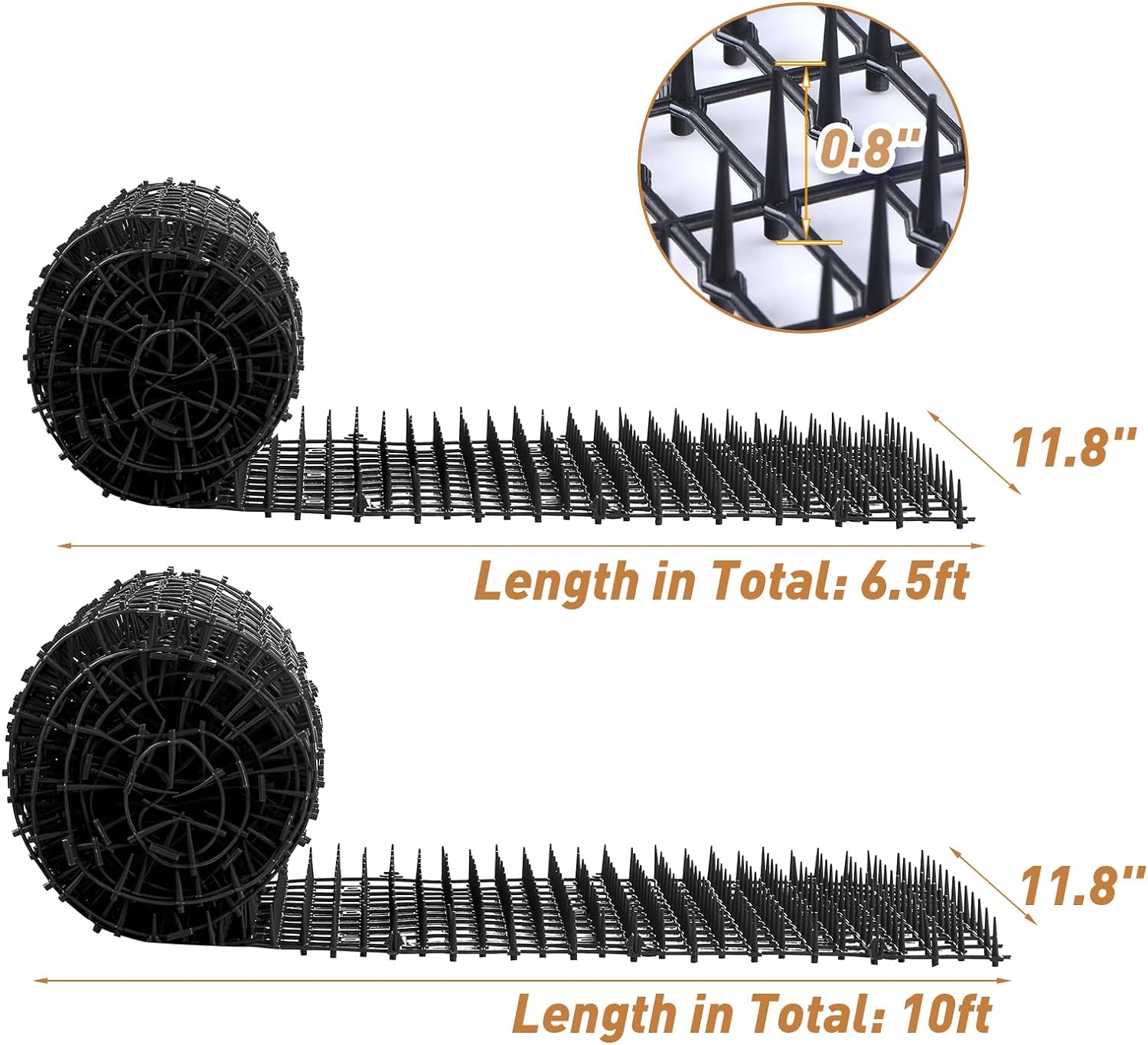 Bynccea Cat Scat Mat with Spikes, Cat Repellent Mat Anti Cat Prickle Strips Network Digging Stopper Outdoor PP Plastic Cat Spike Mat（Black/Coffee