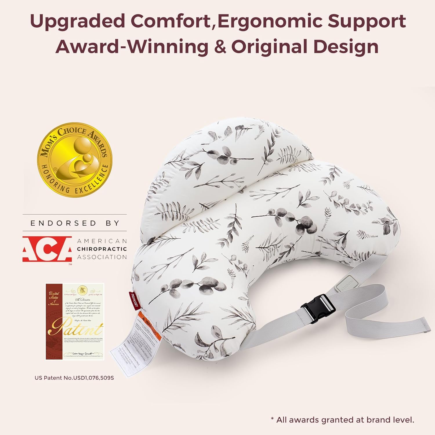 Momcozy Innovative Safety Guard Nursing Pillow for Breastfeeding- Wider Feeding Pillows for More Support for Mom & Baby- Easier Nursing & Hand Free- Fit for All, Removable Cotton Cover
