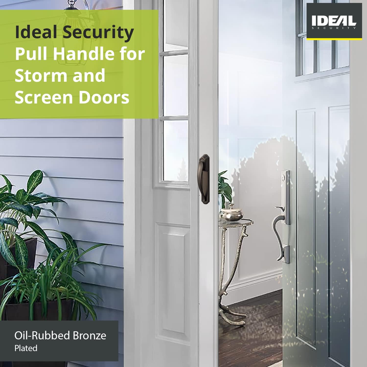 Ideal Security Door Handle with Keyed Deadbolt for Storm and Screen Doors, Oiled Rubbed Bronze (4-Piece Set)