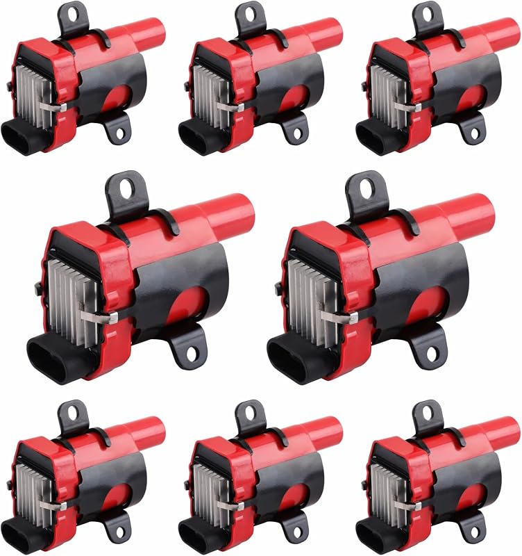 Jogo de 8 bobinas de ignição redondas Pynccid UF262 D585 para GM V8 – Modelo UF262 red