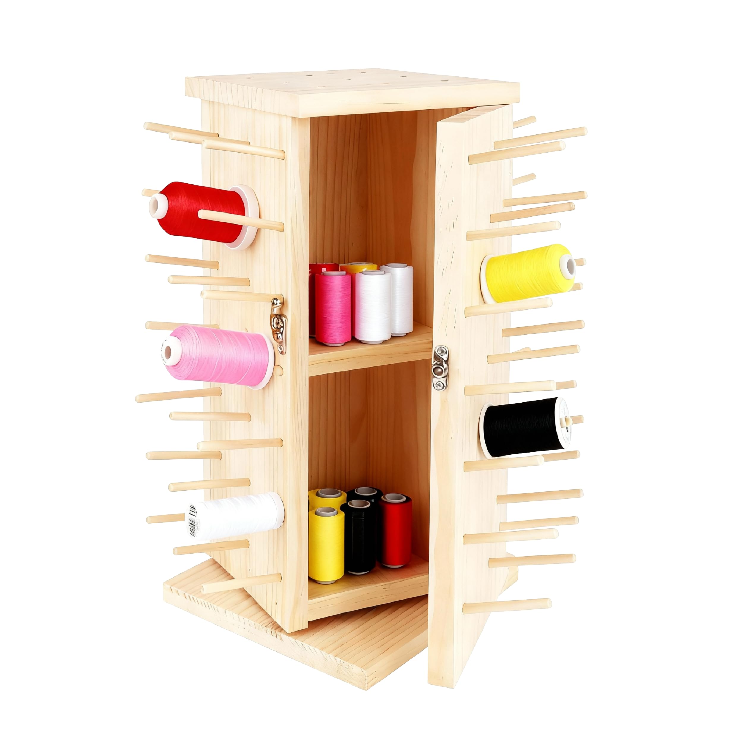 Photo 1 of ***DAMAGED*** ***MISSING PARTS*** Mkienhy 93-Position Rotating Wooden Thread Organizer, 360° Spinning Rack with Locking Compartments for Sewing & Craft Supplies
