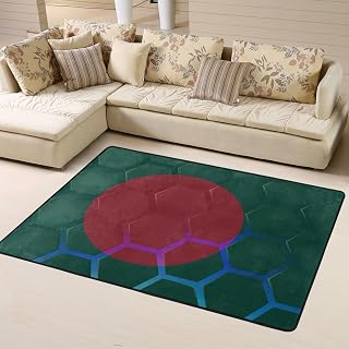 Flag of Bangladesh Area Rug 4x6 Feet Rugs for Living Room Bedroom Soft Indoor Floor Rug Non-Slip Carpet