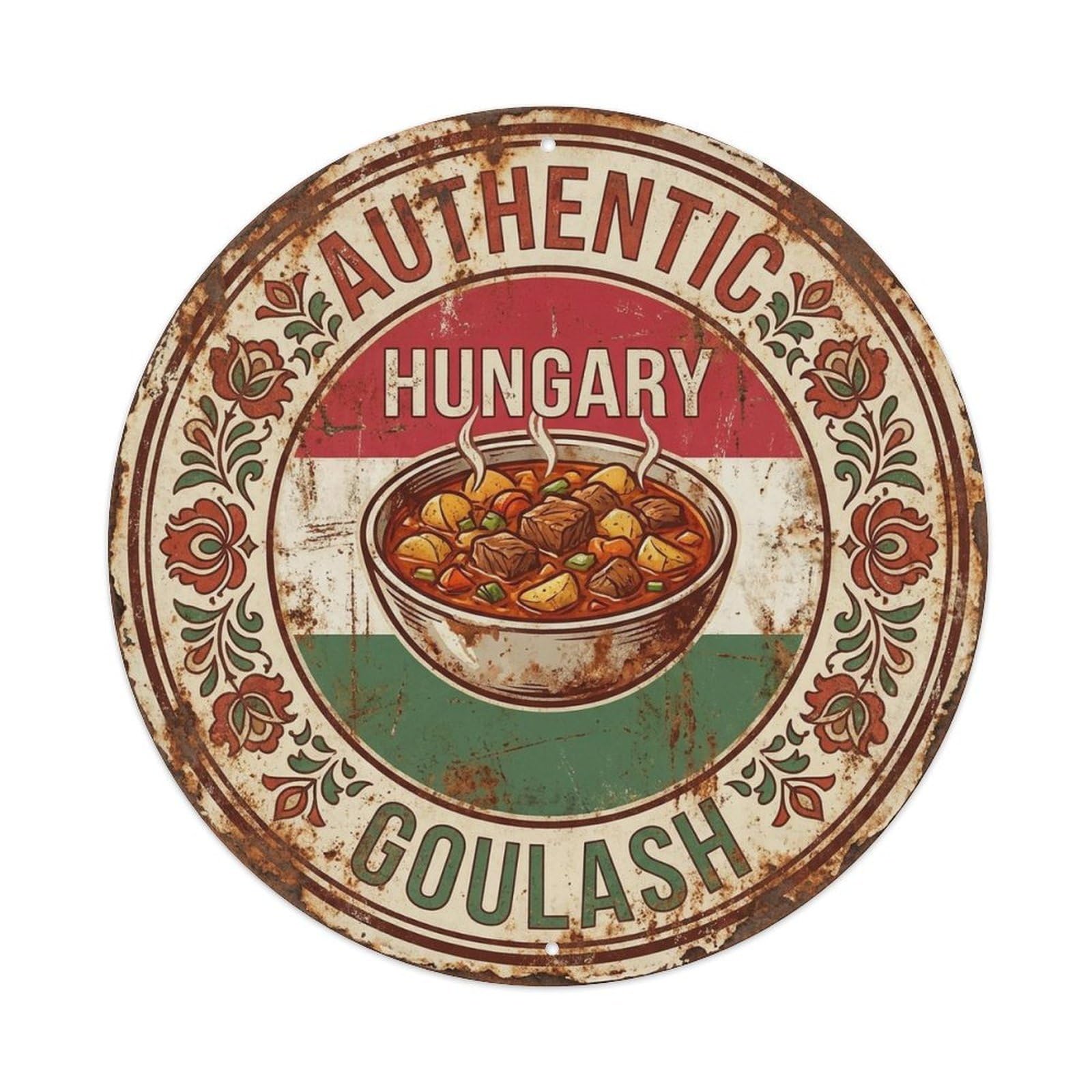 Hungary Travel Goulash Hungarian Meat Stew Cuisine Metal Tin Sign