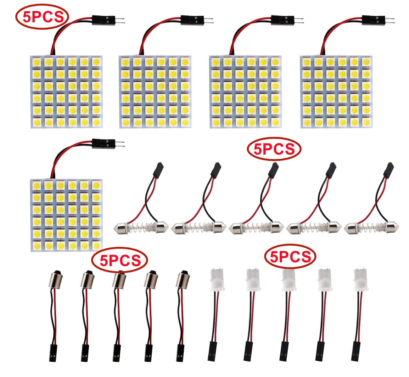 10 Pezzi Luce LED Interna Auto 12V | Pannello Cupola Con Adattatori T10/BA9S/Festone | 5050 SMD 12 LED - Foto 6