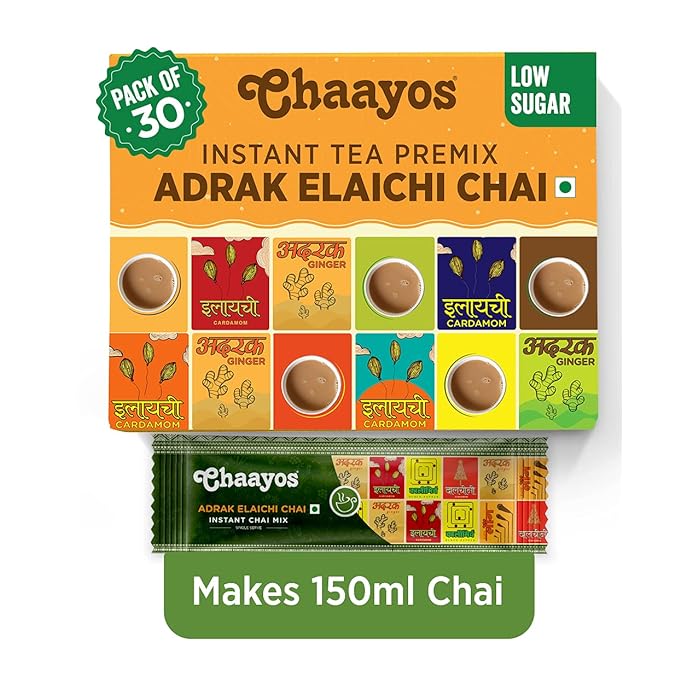 Buy Chaayos Instant Tea Premix Low Sugar Adrak Elaichi Flavour (30
