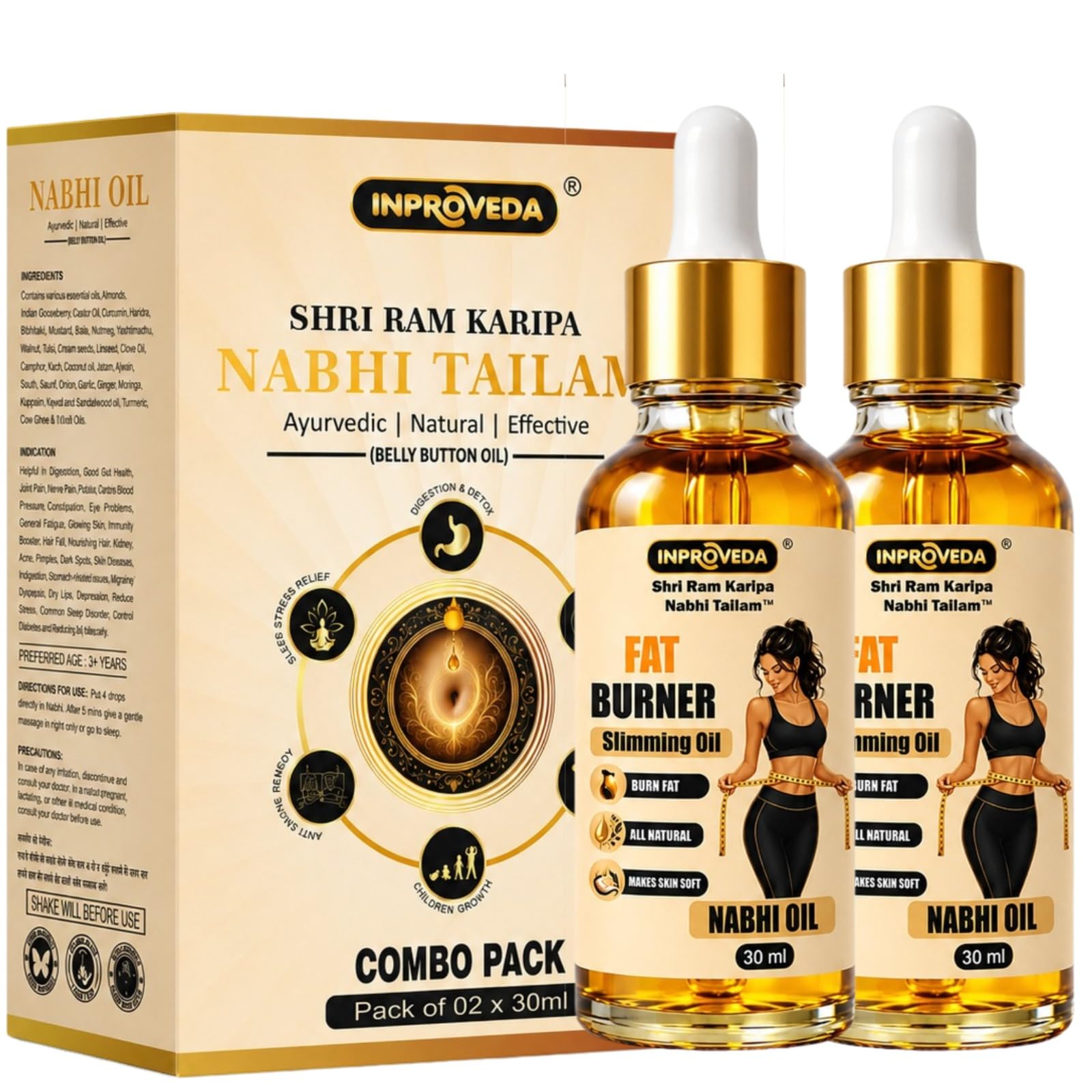 Nabhi oil Fit & Slim Belly Button Oil | Supports Metabolism, Skin Elasticity & Detox Routine | Ayurvedic Multi Benefit for Daily Wellness & Improve Strength, Stamina & Energy | नाभि तेल | Pack of 02 X 30ml = 60ml-image-24