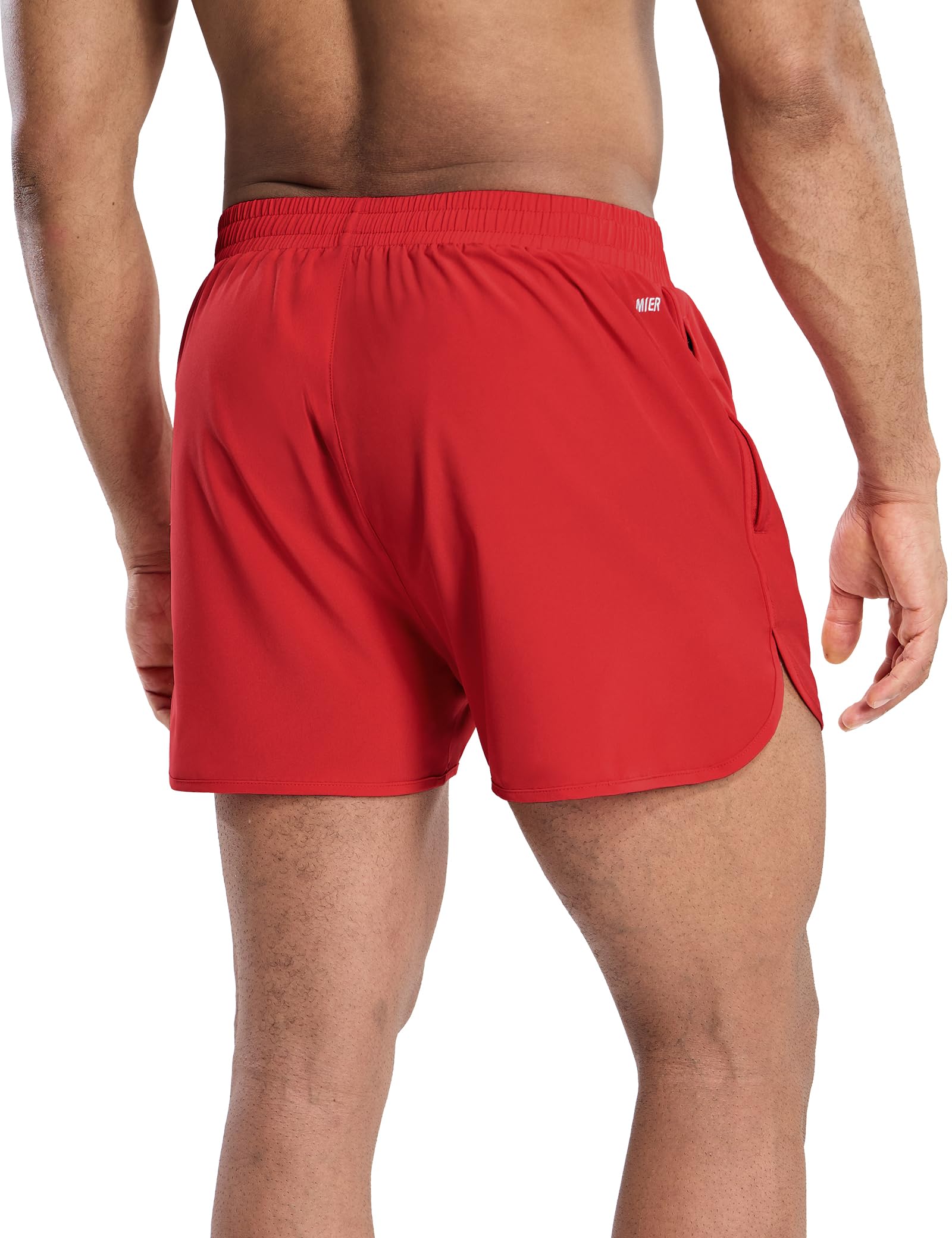 MIER Pantalones cortos deportivos para correr para hombre con forro interior de 7,6 cm, de secado rápido, con bolsillos con cremallera para gimnasio y entrenamiento