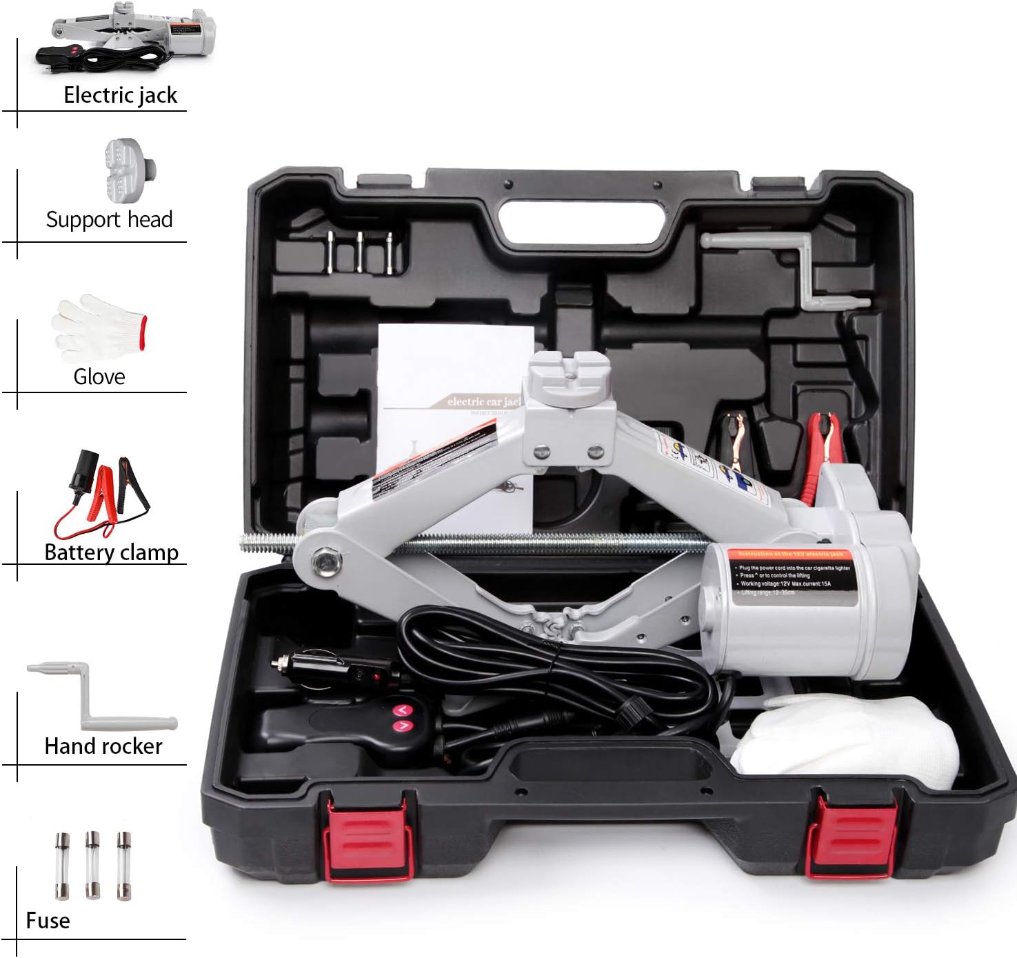 STANDTALL Electric Car Jack 2T Scissor Floor Jack Set 12V Automatic Vehicle Lift Kit for Road Emergency Tire Change Car Repair Tool for Sedans