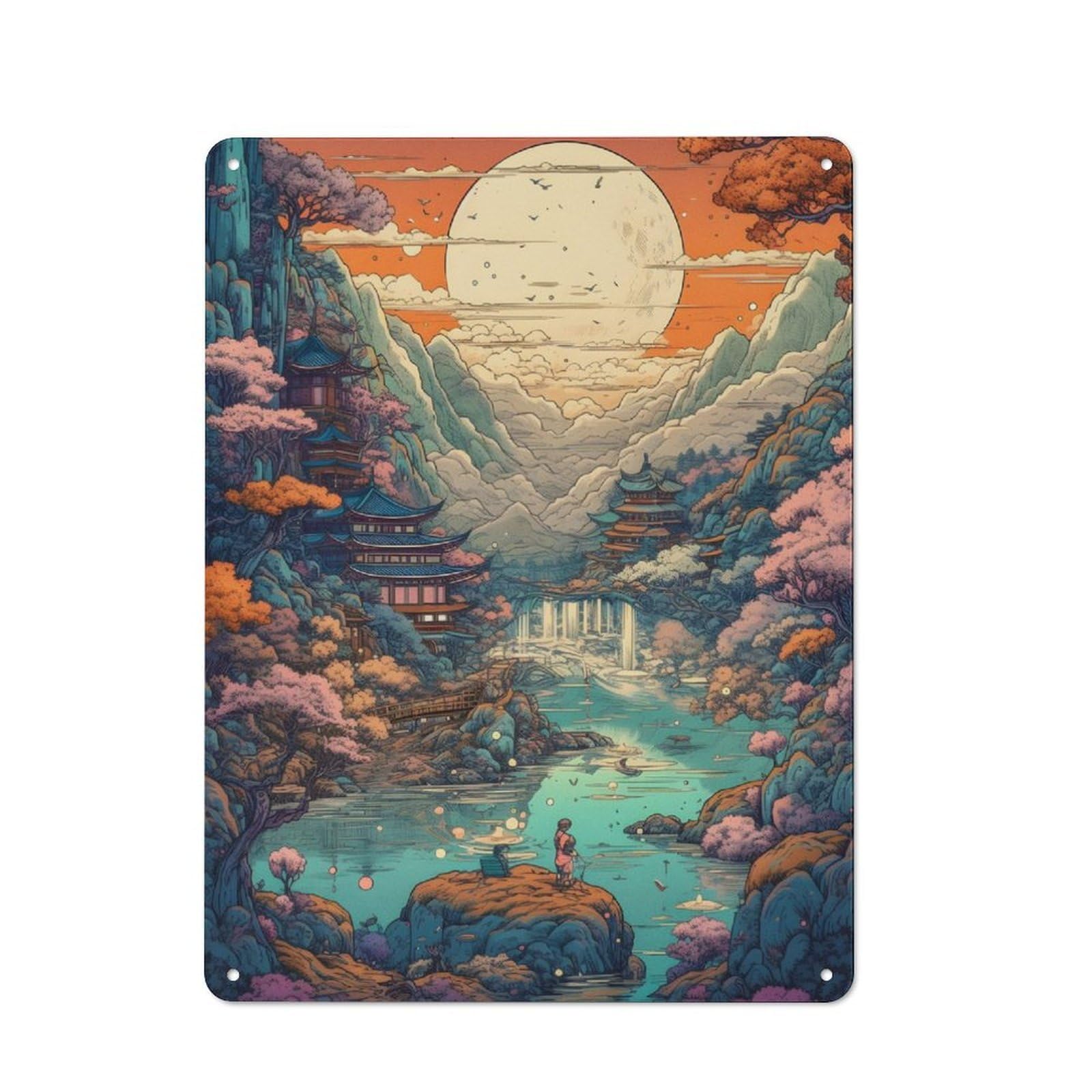 Junmoney Amazing Landscape In Japan Vintage Tin Sign 40X30cm With For Man Cave Or Games Room, For Games Room Collectors