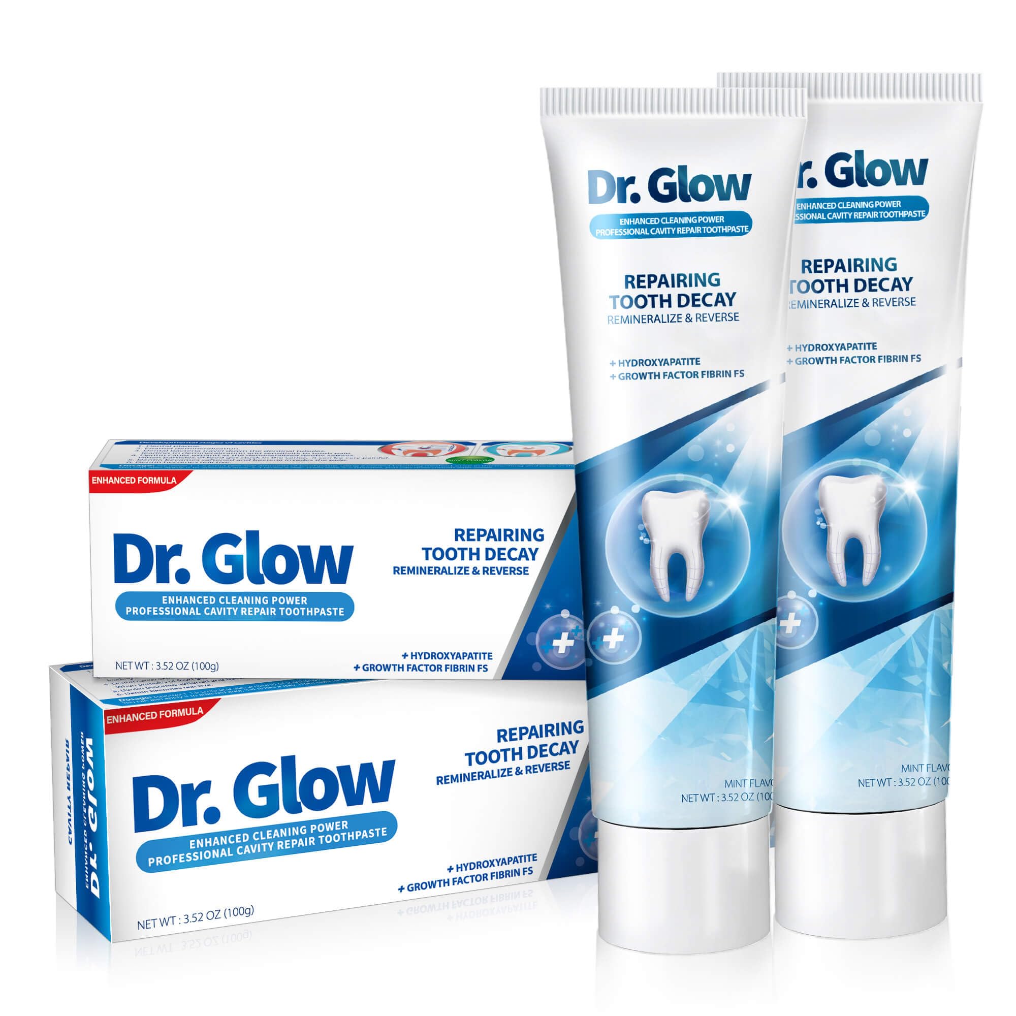 Dr. Glow Adult Cavity Repair Toothpaste, Cavity Reversing Hydroxyapatite Toothpaste, Cavity Filler for Tooth Remineralization, Tooth Decay Treatment