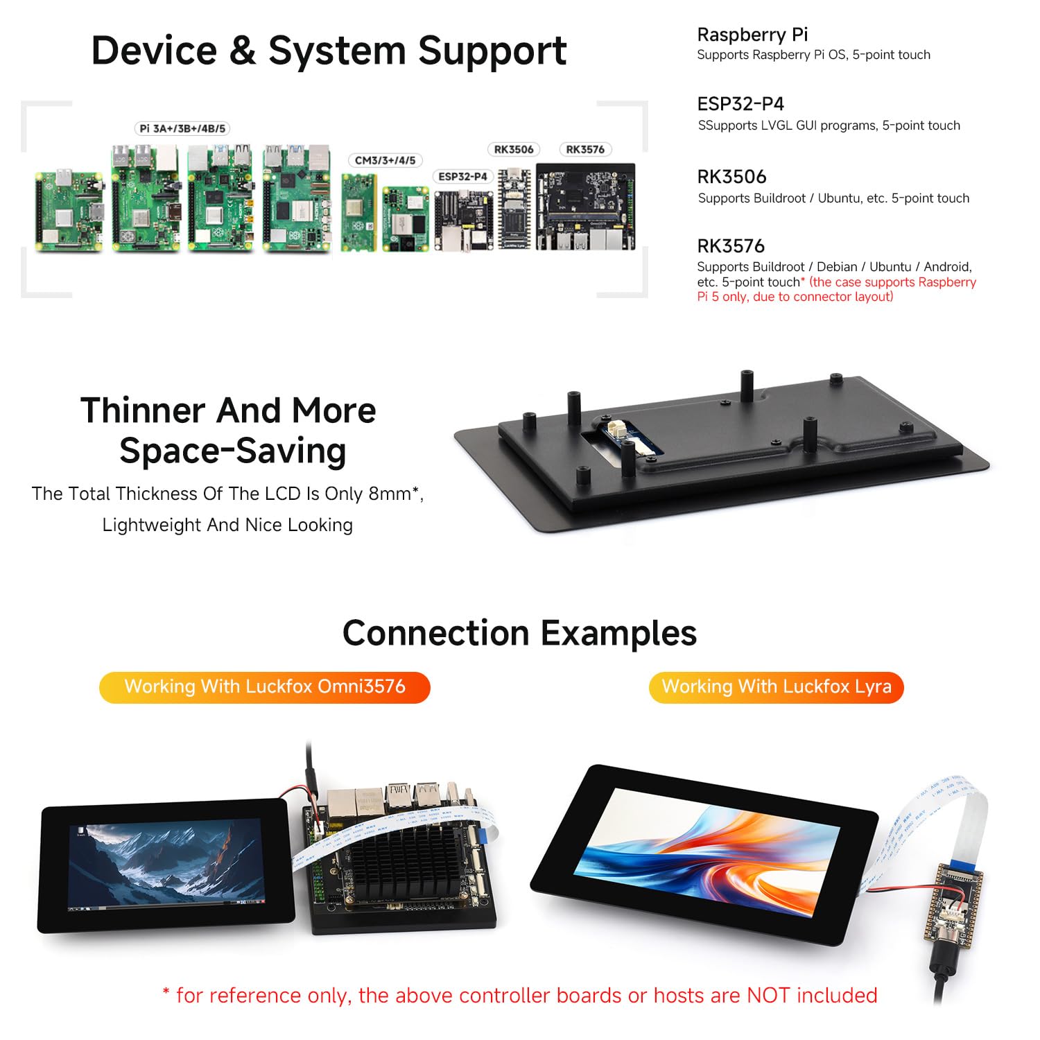 LUCKFOX 5-Inch DSI Capacitive Touch Display(with Case), 5-Point Touch IPS Panel for Raspberry Pi 5 / Pi 4B / ESP32-P4-Module-DEV-KIT/Luckfox Lyra / Omni3576