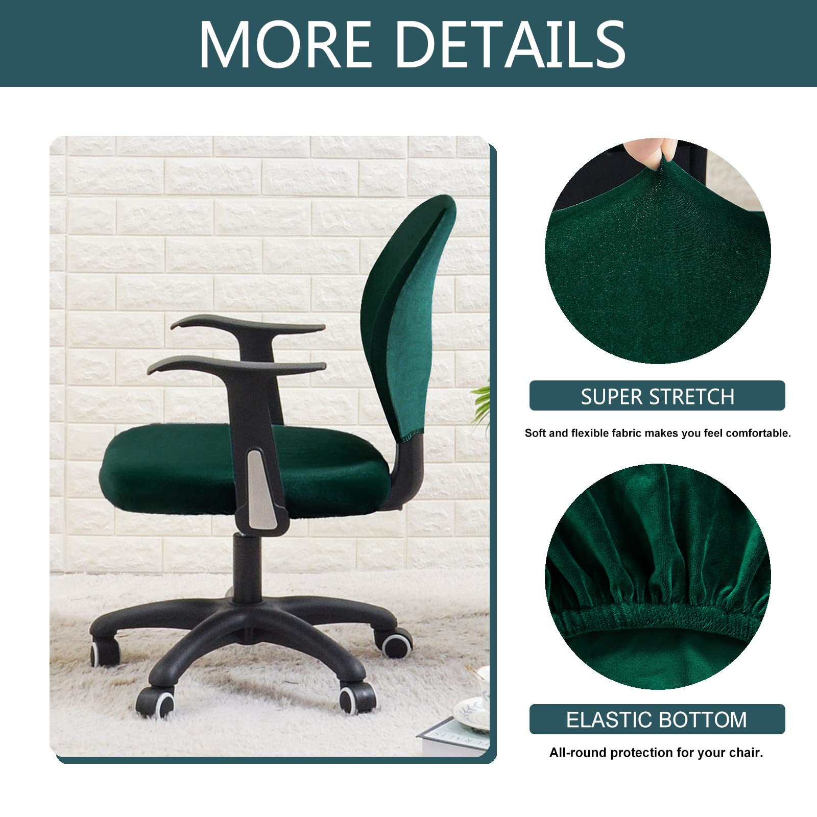 Housse De Chaise Bureau En Velours Extensible – Protection Siège Et Accoudoirs, Lavable, Taille M Ou L