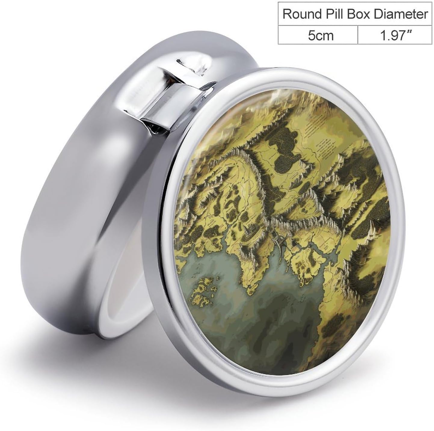 Round Silver Pill Box Small Pill Case for Purse and Pocket 3 Compartment image 2