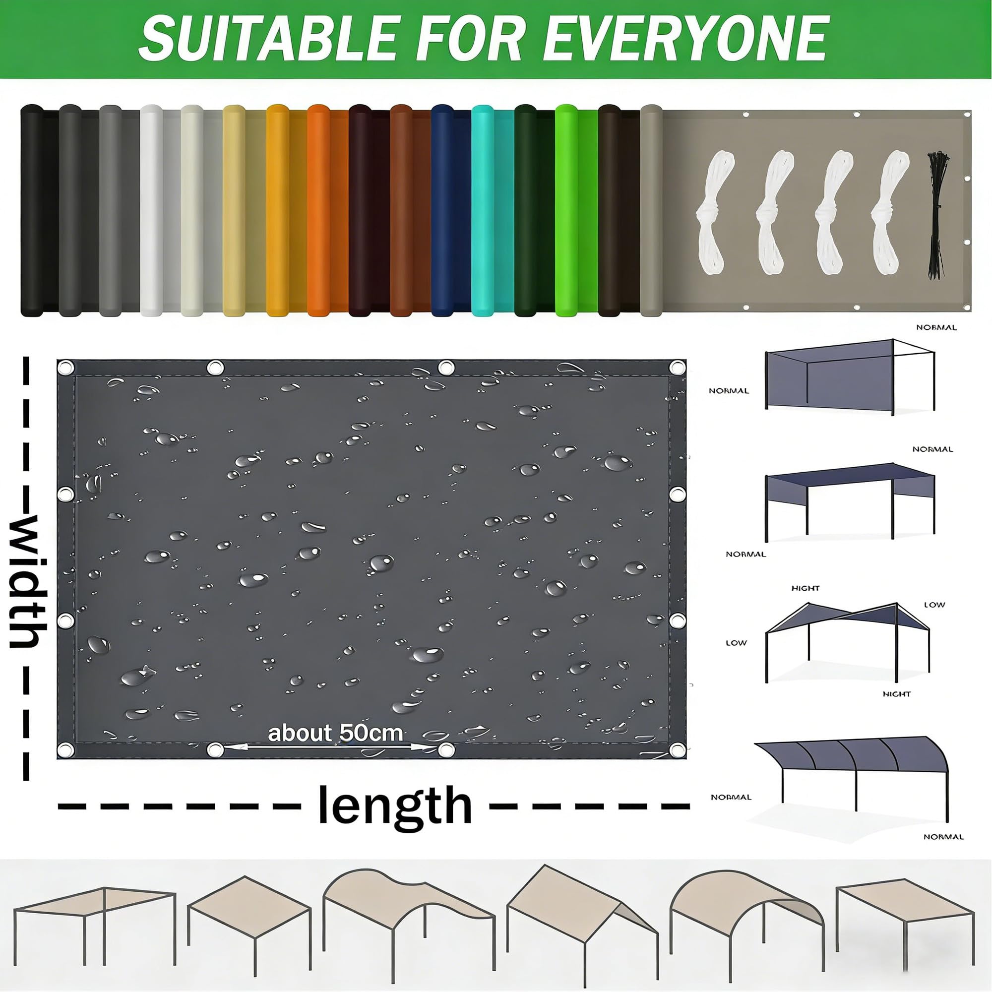 Impermeable Toldo Vela de Sombra 3.5x4.5M Toldo Vela Rectangular, Velas de Sombra Impermeable Oxford, Protección Rayos UV Toldos para Exterior Patio Jardín Terrazas - Gris Oscuro