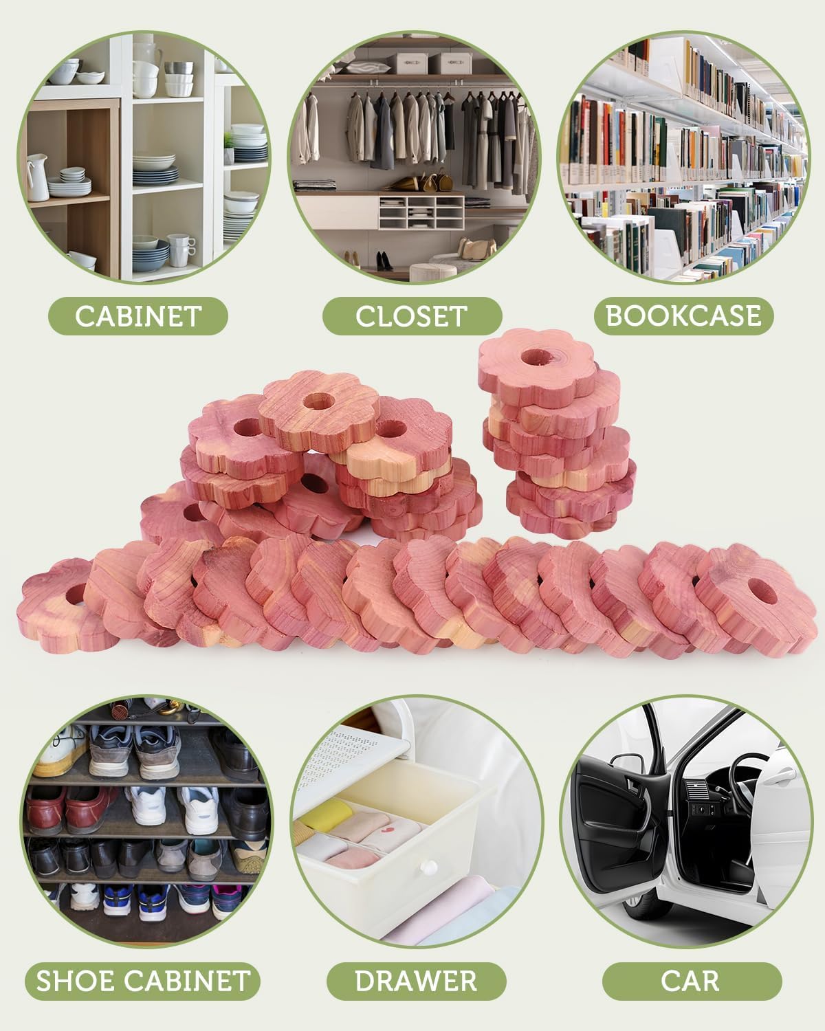 LuminGrain 32x Zedernholz Ringe – FSC-zertifizierter natürlicher Mottenschutz aus Zedernholz für Kleiderschrank & Schubladen… – Ansicht 3