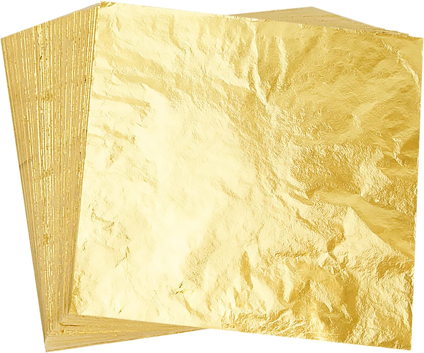 Amazon.de ASTARON 100 Blatt Blattgold Imitation Blattgold mit Pinsel zum Basteln, Goldflocken