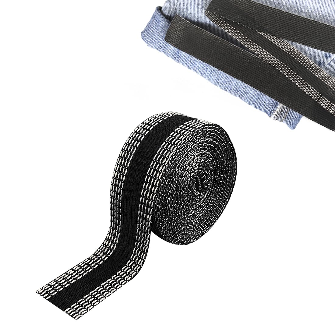 Cinta adhesiva para dobladillo con plancha de 5.5 yardas/11 yardas, adhesivo de tela sin costuras para reparaciones y alteraciones rápidas, tira de unión lavable para ropa (negro, 5.5