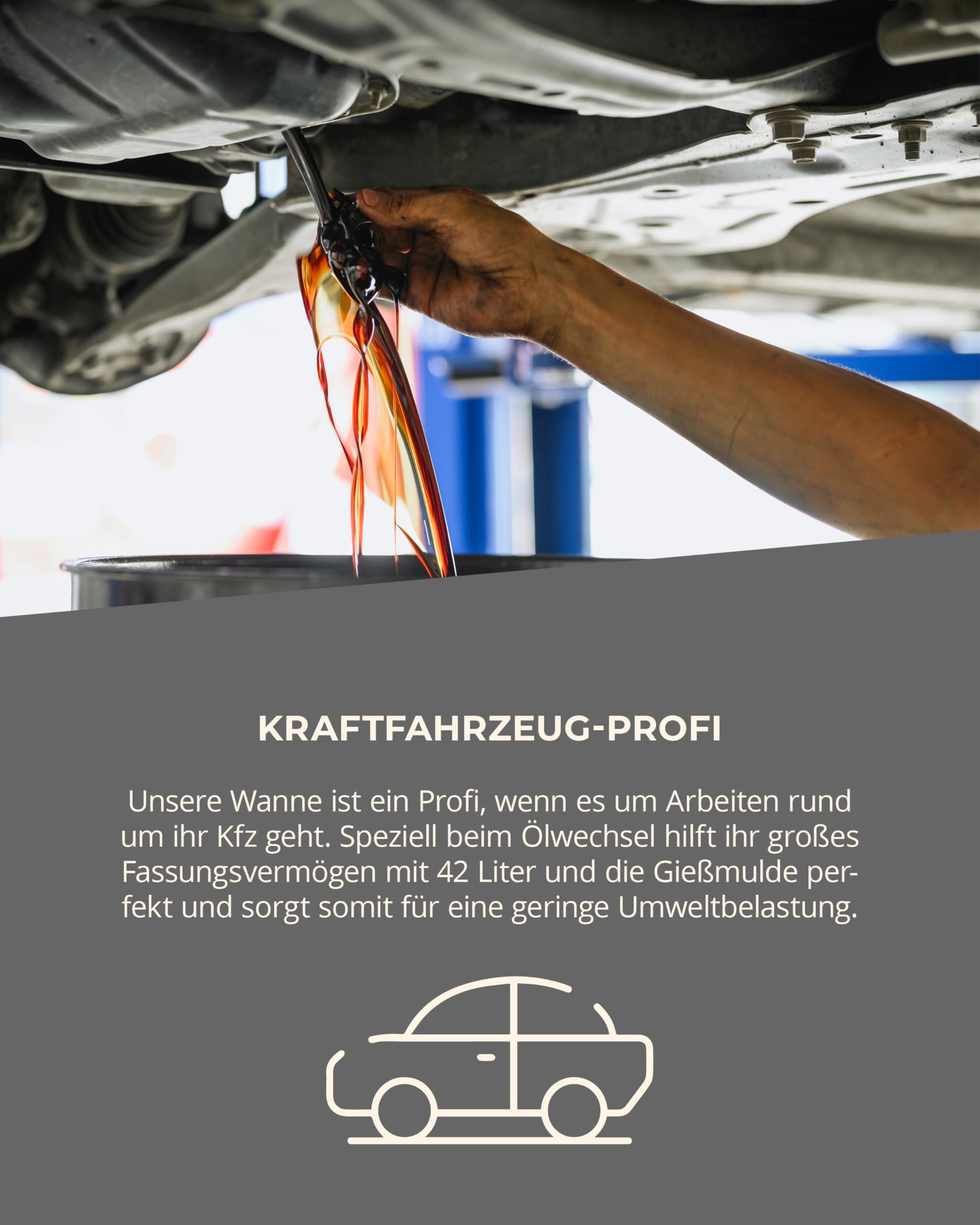 E&G Kunststofftechnik GmbH&Co.KG Kunststoffwanne 88 x 60 cm aus PP - Öl-Auffangwanne, Säuren- und laugenfeste Industriewanne, Plastikwanne, Umtopfwanne mit 42 Liter Volumen