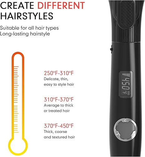 Miniatura 7 de Rizador de 1 14 pulgadas con barril de cerámica de turmalina recortada, rizador de pelo profesional de 1.25 pulgadas de hasta 450 F de doble voltaje