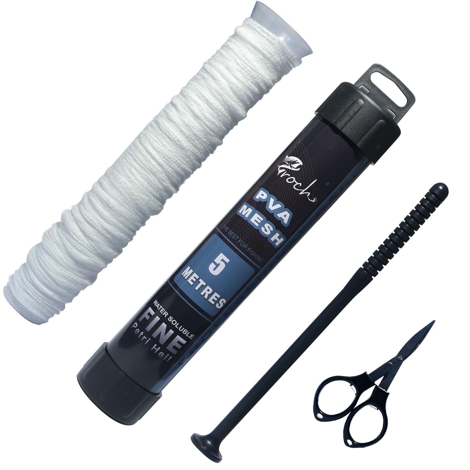 Croch Fishing PVA Net Water Soluble for Carp Bait 37 mm x 5 m with Plunger