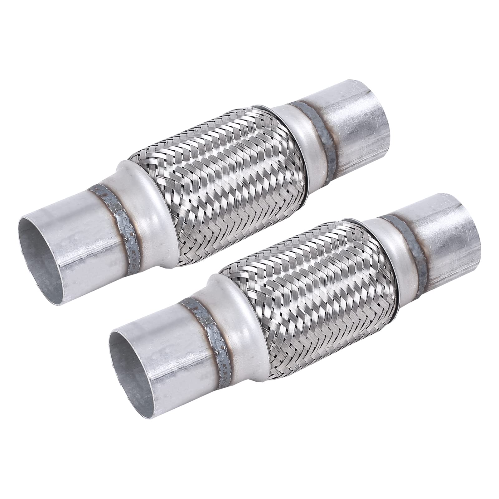 FGJQEFG 2PCS Exhaust Flex Pipe Stainless Braid 2.25"Inch x 6"Inch w/Ends 10"Inch Long Heavy Duty