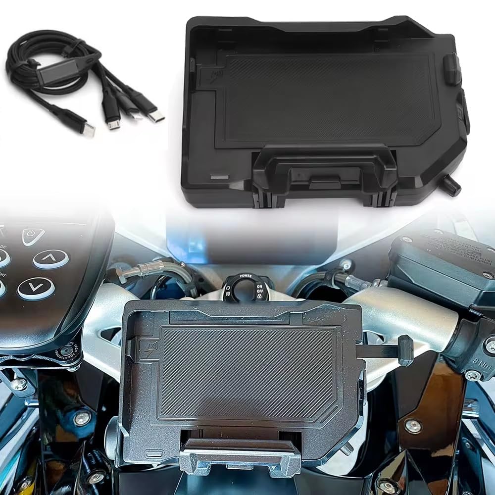 Nuovo supporto per telefono per moto Caricabatterie wireless USB Ricarica rapida per BMW R1200GS R1250GS Adventure R1300GS F750GS F850GS R1250R (Linea nera)