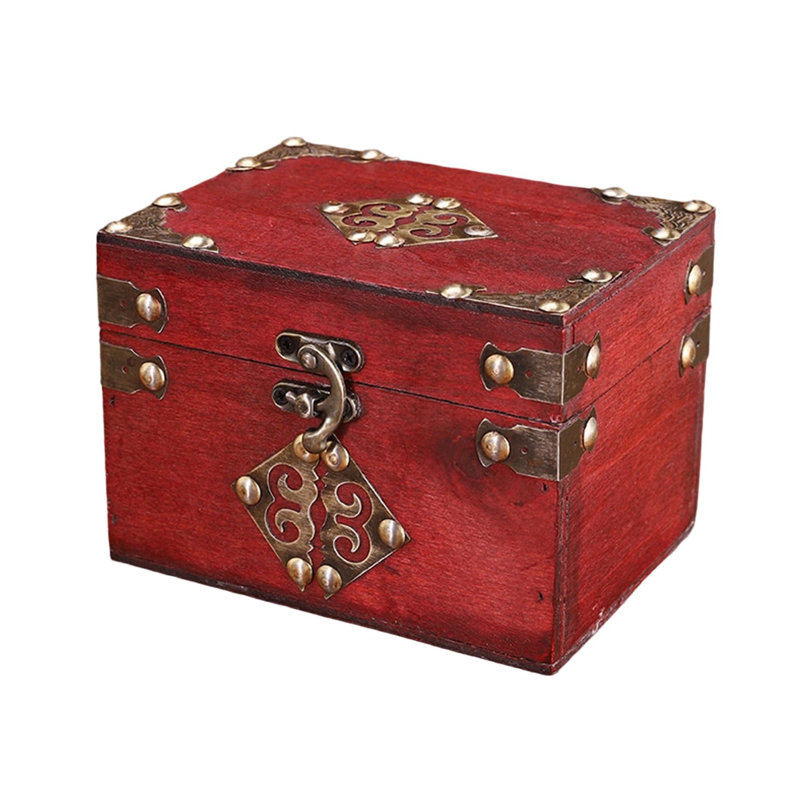 Kaeltsyn Retro World Wooden Keepsakes Chest with Secure Locking Traditional Jewelry Organizers for Valuables and Collectibles Rural Trinket Box Small Chest