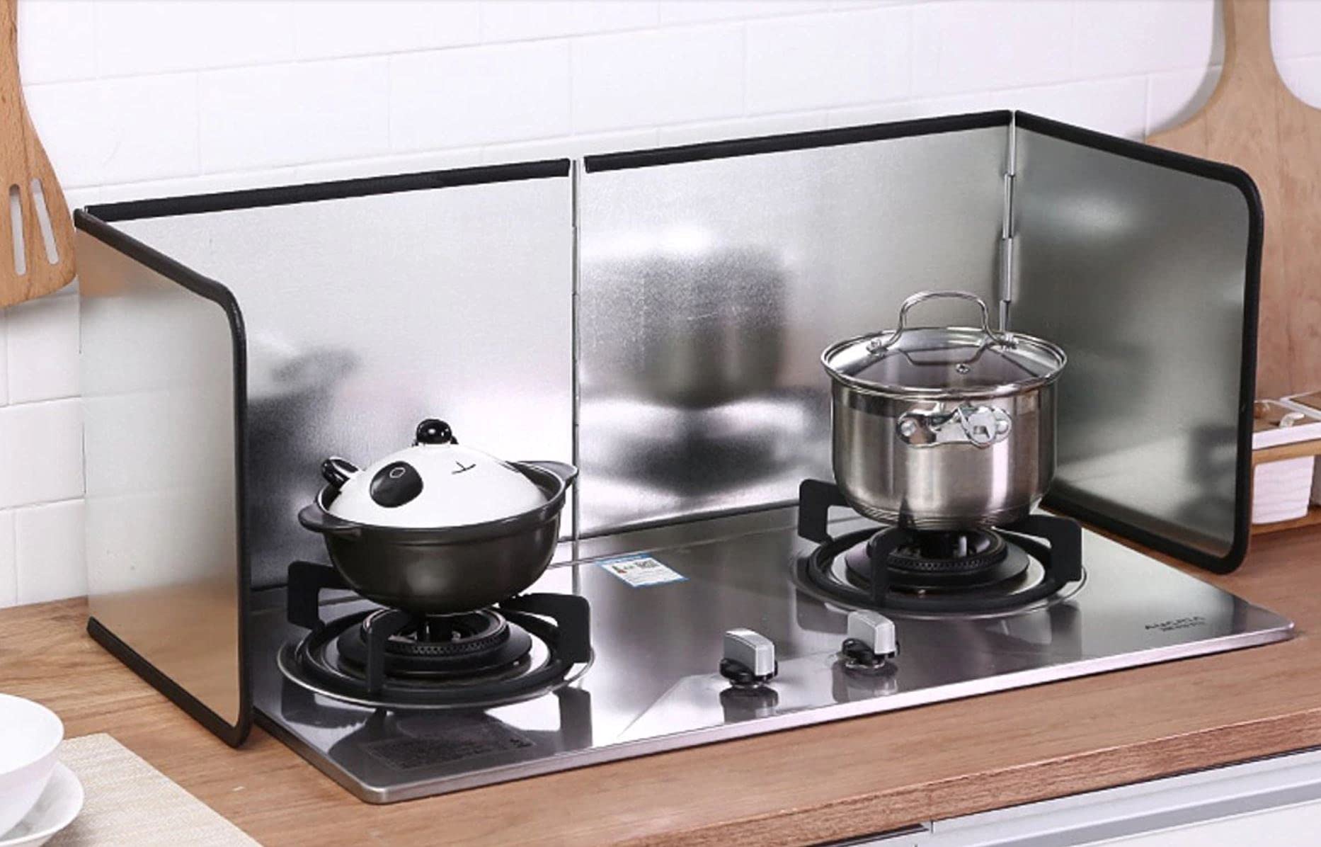 Kingsman Durable 3 Sided Stainless Steel Splatter Screen Guard for Frying, Foldable oil splash guard, Anti Splatter Screen guard (30 Inch)