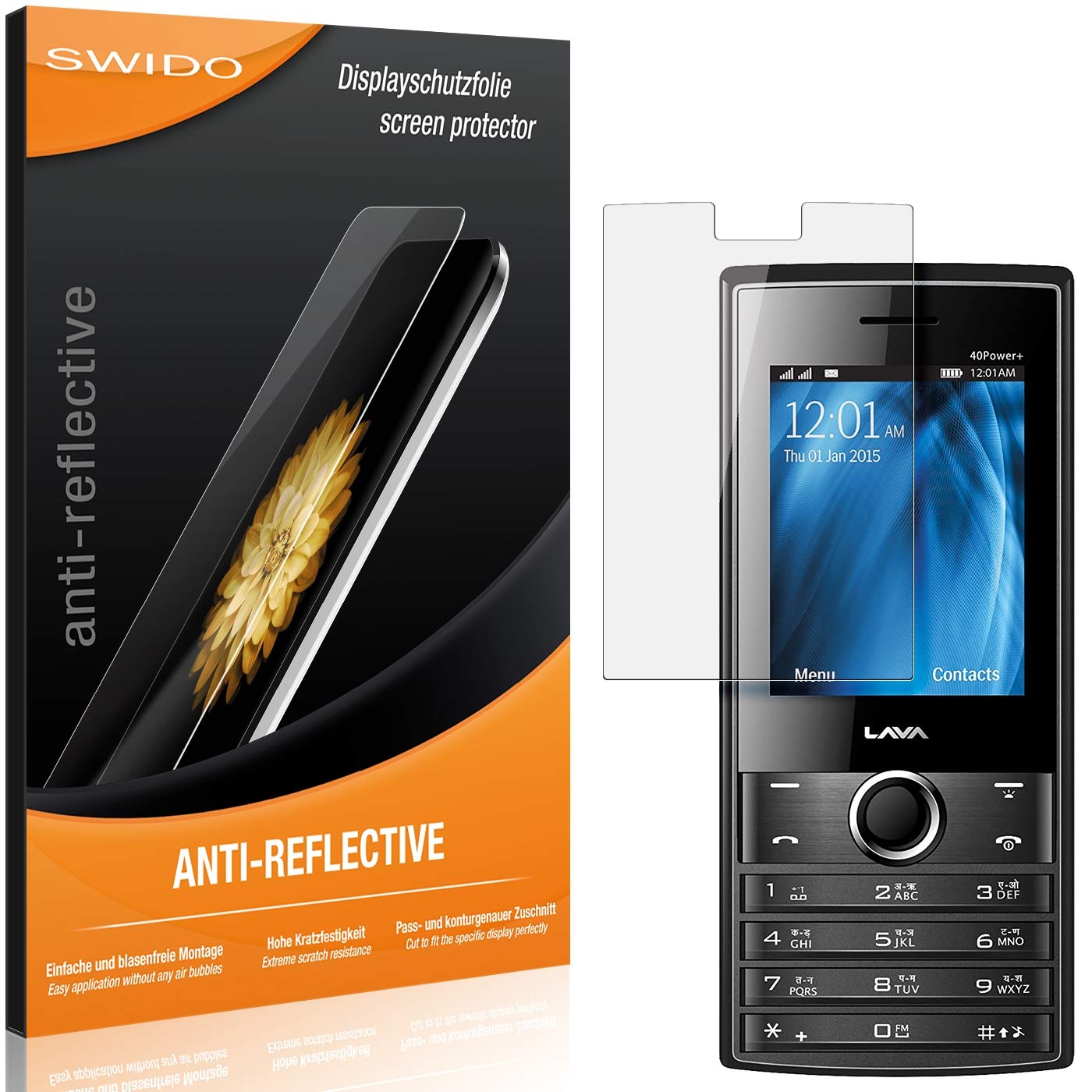 SWIDO Screen Protector for Lava KKT 40 Power+ [Pack of 2] Anti-Reflective Matte Anti-Glare High Hardness Protection Against Scratches / Film Screen Protector Tempered Glass Film