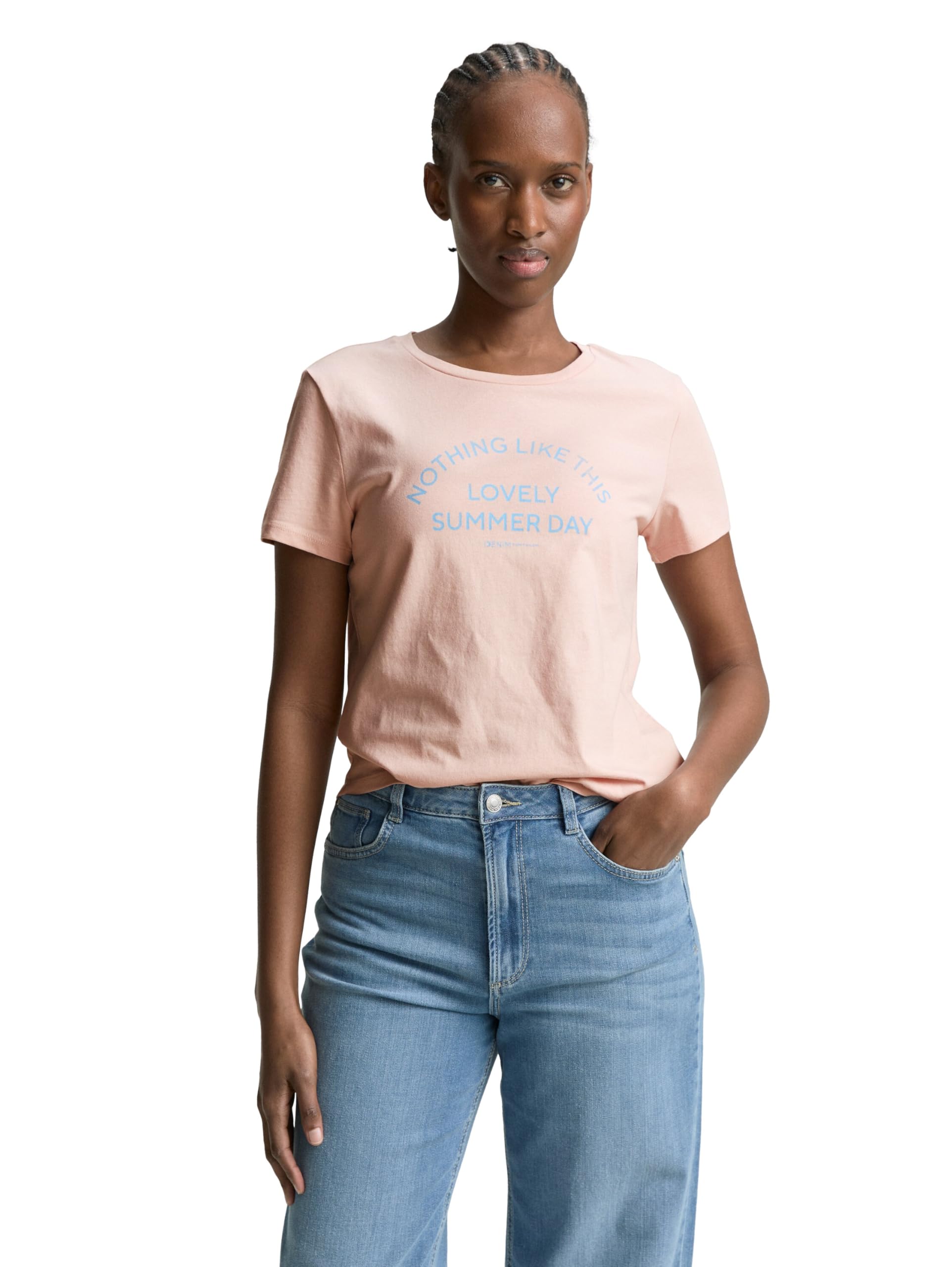 TOM TAILOR Denim Women's T-Shirt with Print, 10880 - Rose Smoke, XS