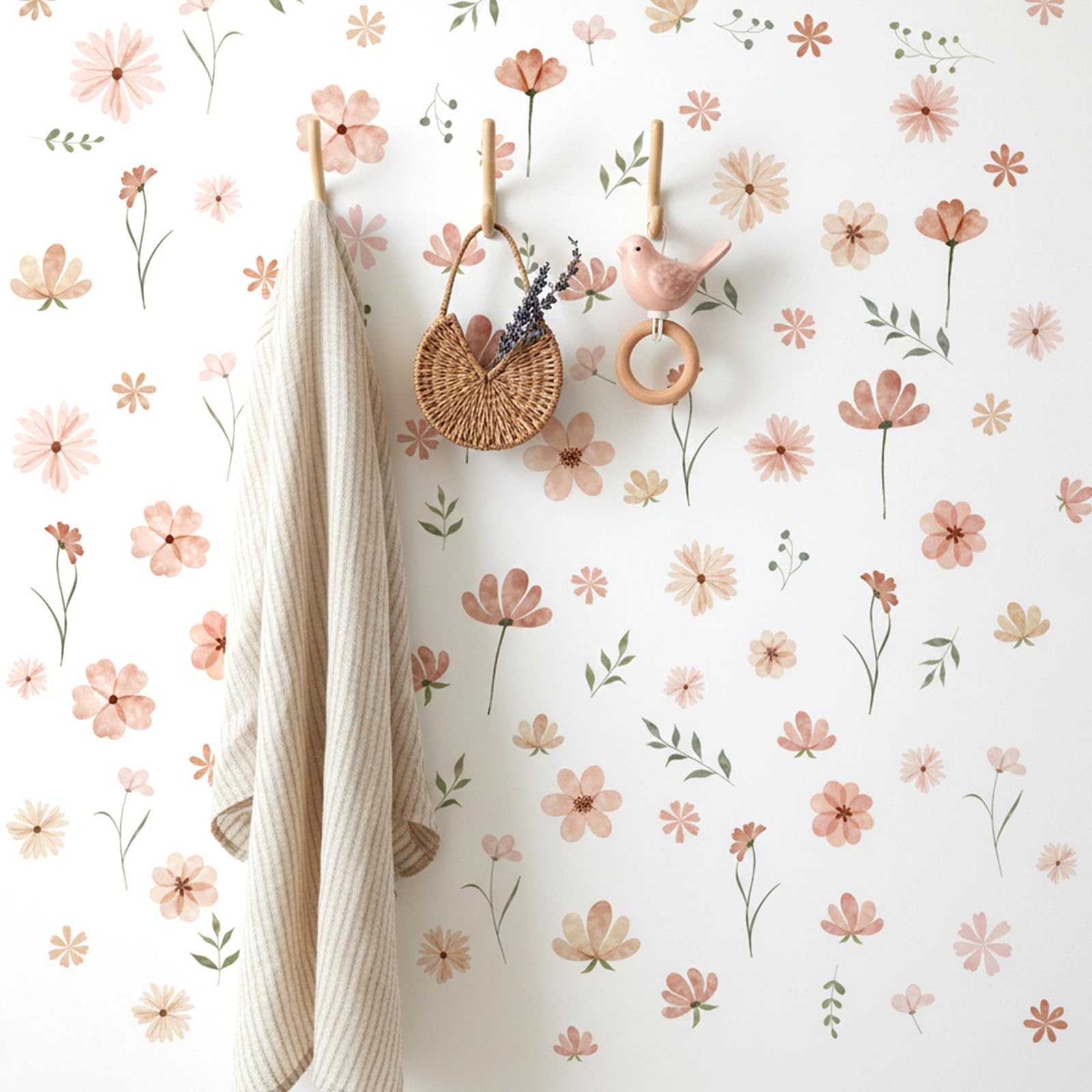 9 feuilles de stickers muraux boho fleurs, petits motifs floraux autocollants, autocollants confortables, plantes stickers muraux, pour chambre de fille, chambre, salon, couloir, salle bain, cuisine