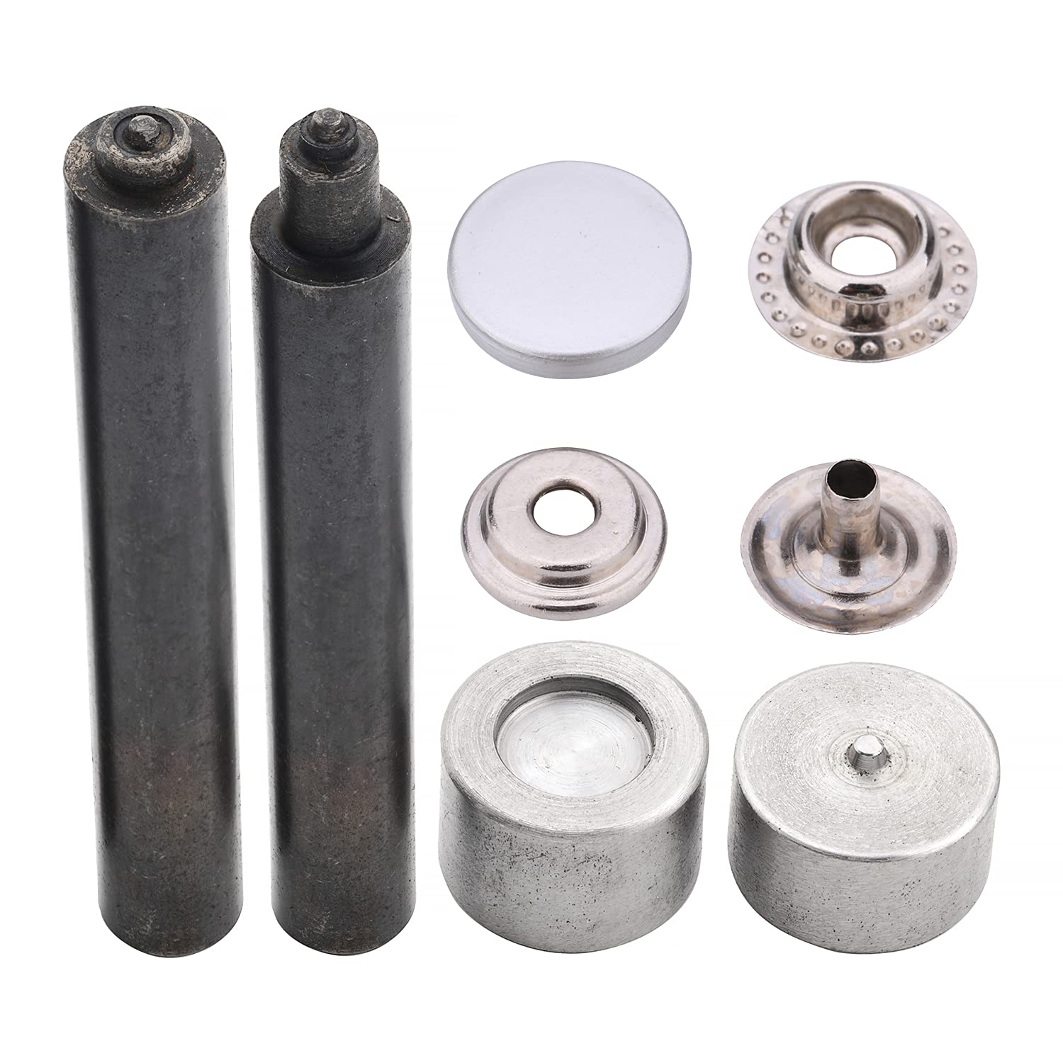 Trimming Shop 15mm 4 Part Press Studs - Alloy Cap, Pearl Silver, 20pcs
