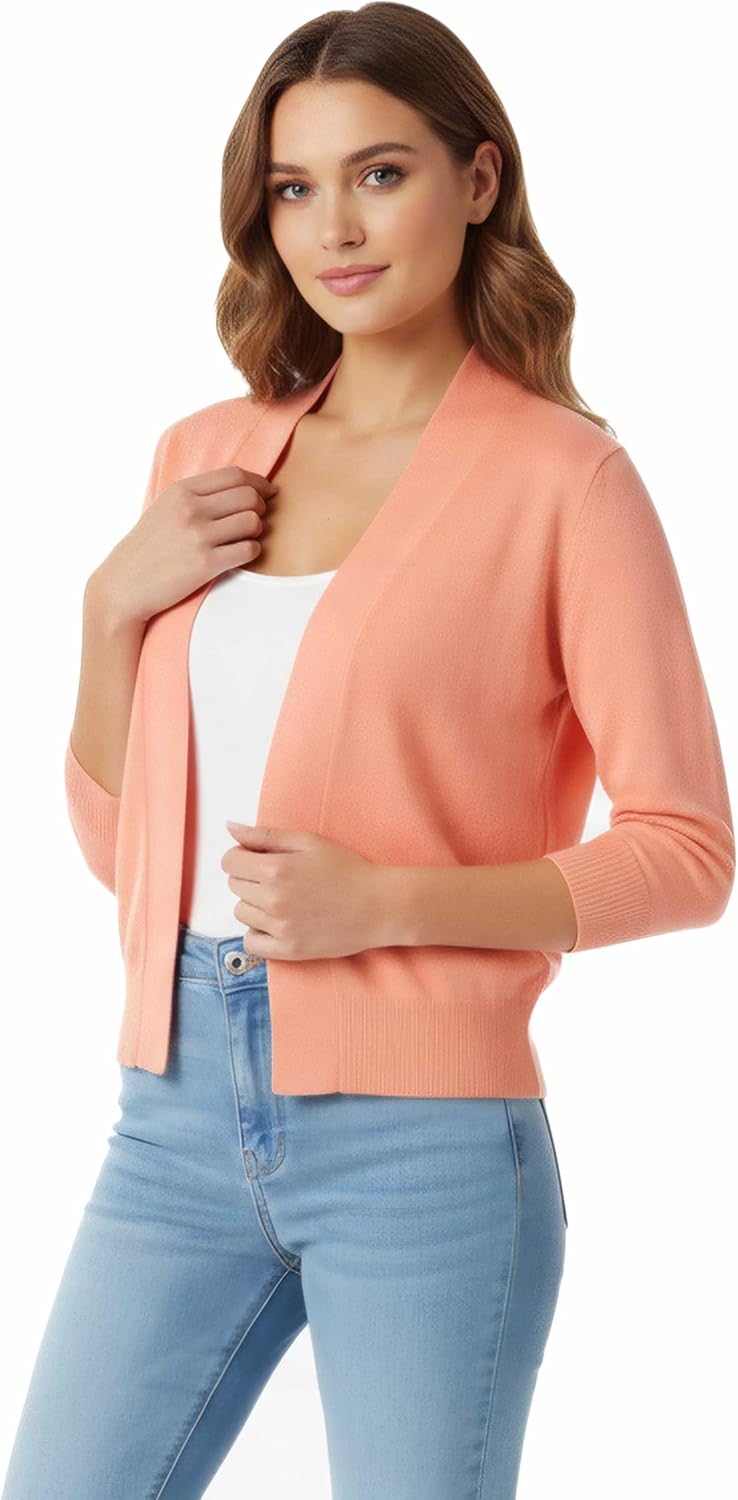 Allsense Women's 3/4 Sleeve Cropped Bolero Shrug Cardigan - Image 2