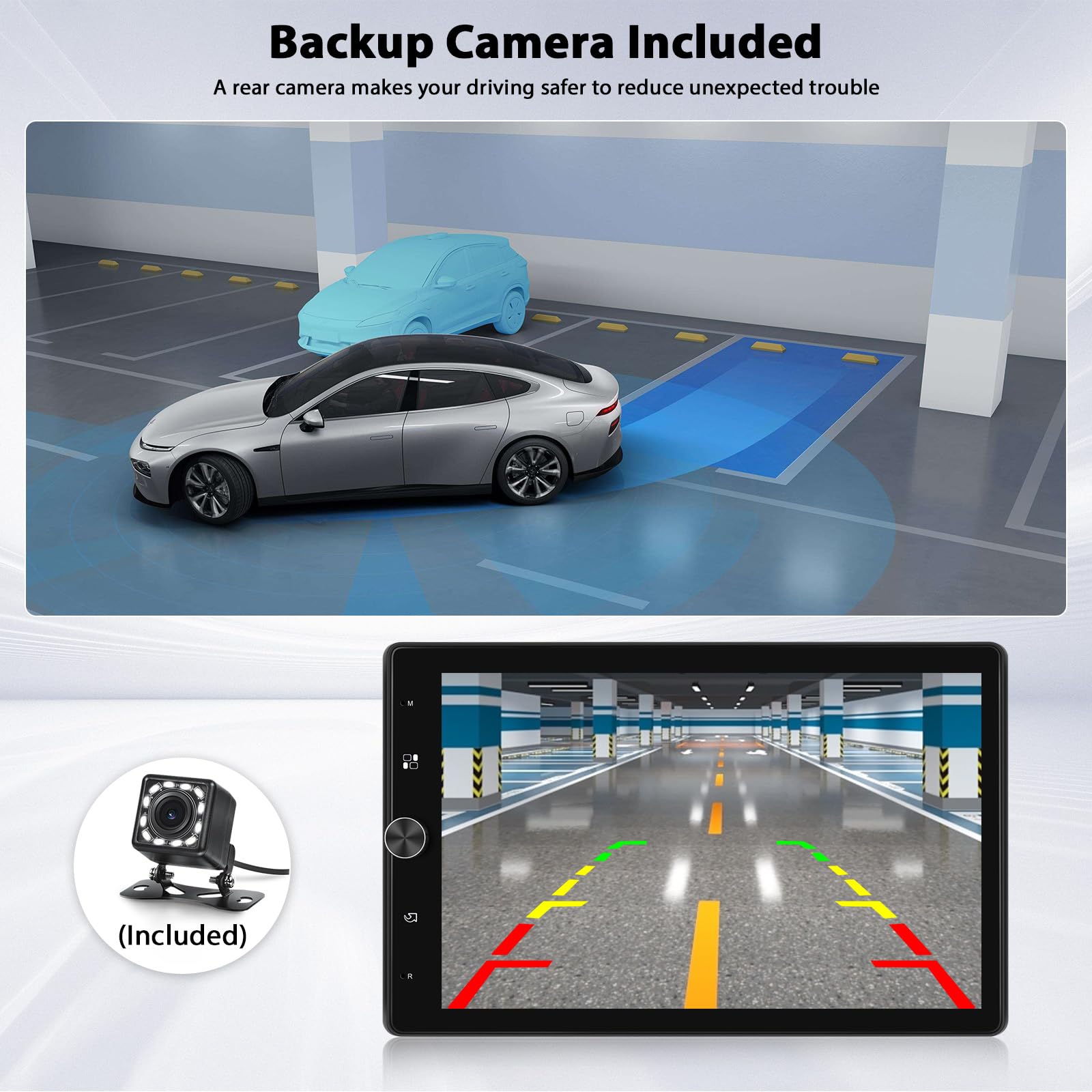 Inefala 1 Din Autoradio mit Wireless Carplay Android Auto, 10,4 Zoll drehbares Touchscreen-Autoradio unterstützt Bluetooth Freisprecheinrichtung/Mirror Link/FM Radio/USB/AUX/TF/EQ mit Rückfahrkamera