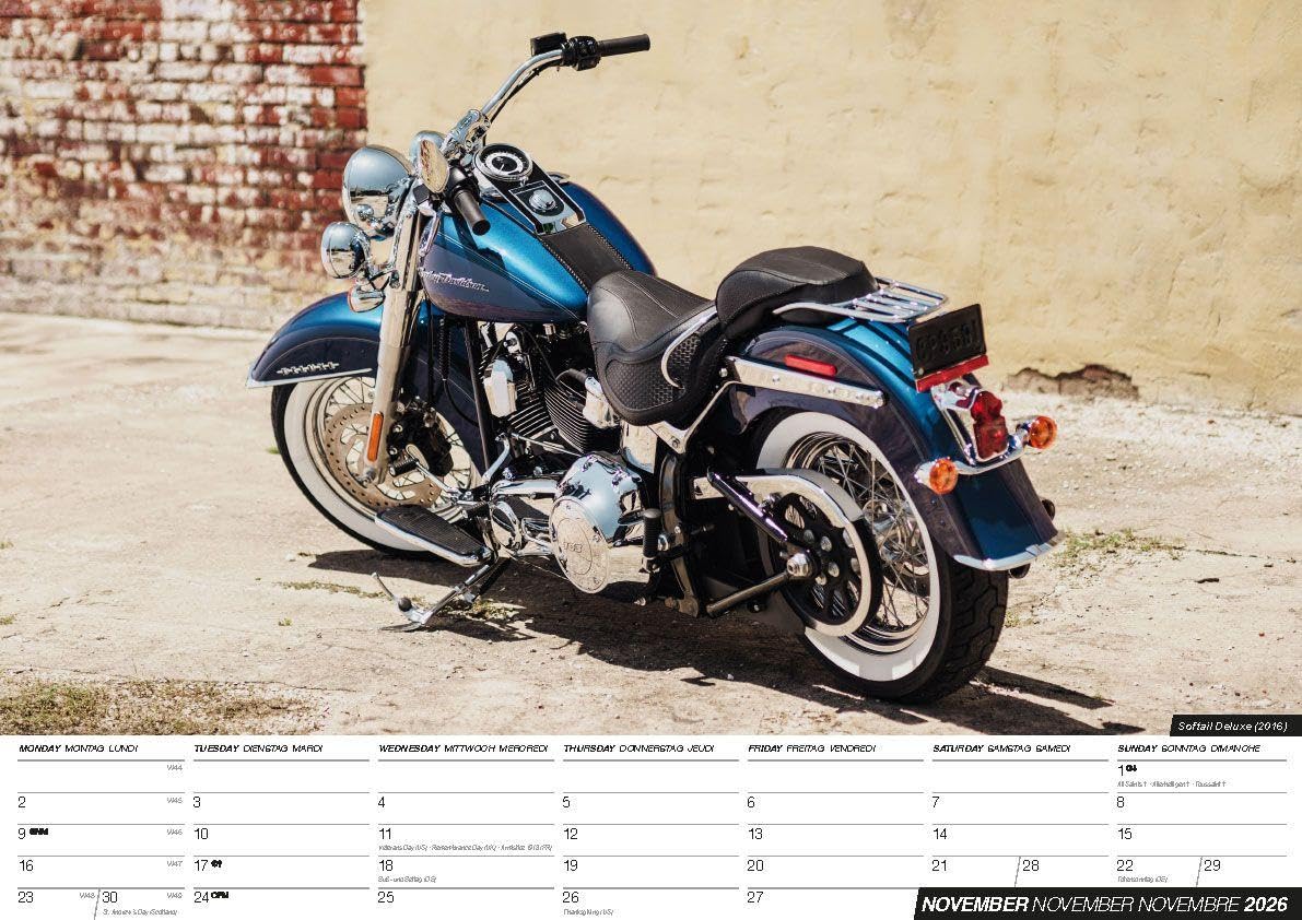 Harleys - Harley Davidson 2026 Calendrier - Calendario