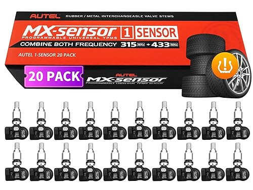 Autel Sensores TPMS, 20 unidades, sensor MX-2 en 1, 315 MHz/433 MHz, sensores TPMS universales a presión de nivel OE, programables por Autel TPMS
