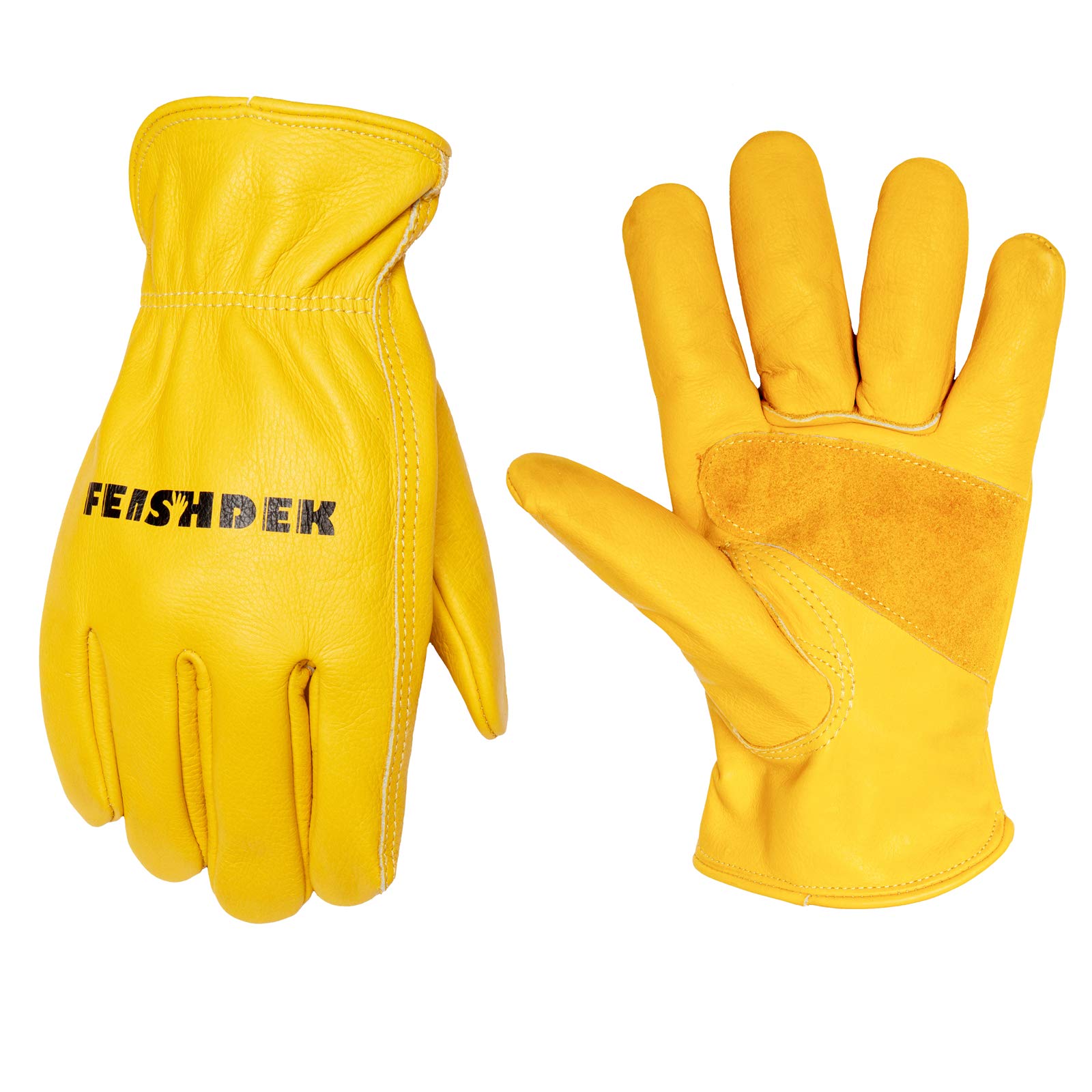 Leather Work Gloves, Puncture Proof Garden Gloves for Women, Heavy Duty Safety Working Gloves for Men