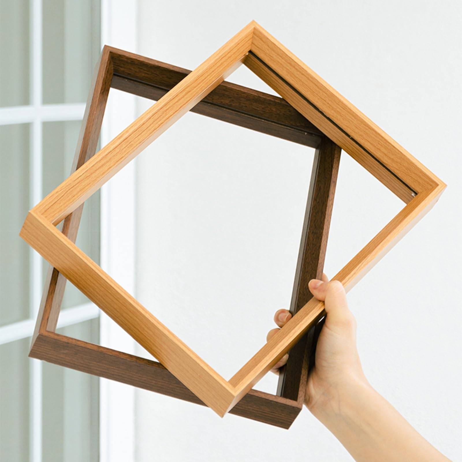 Marco de Fotos Transparente Doble Cara en Acrílico, Marco Flotante para Relieve, Hojas Secas, Especímenes de Plantas y Decoración del Hogar - Marco de Madera(Dark brown,38 X 53 CM)