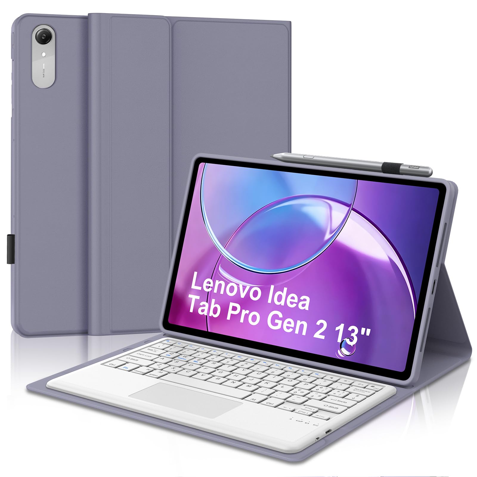 Cover Tastiera per Lenovo Idea Tab Pro Gen 2 13 Pollici 2026 con Touchpad | Custodia Tastiera Bluetooth Rimovibile con Trackpad per Lenovo Idea Tab Pro Gen 2, Keyboard Wireless Portatile, Viola