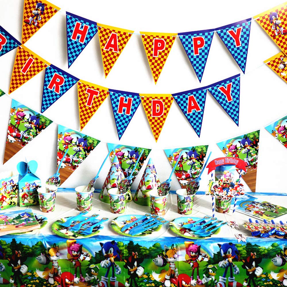 Sonic the hedgehog Themed Party Supplies Disposable Plates Plastic