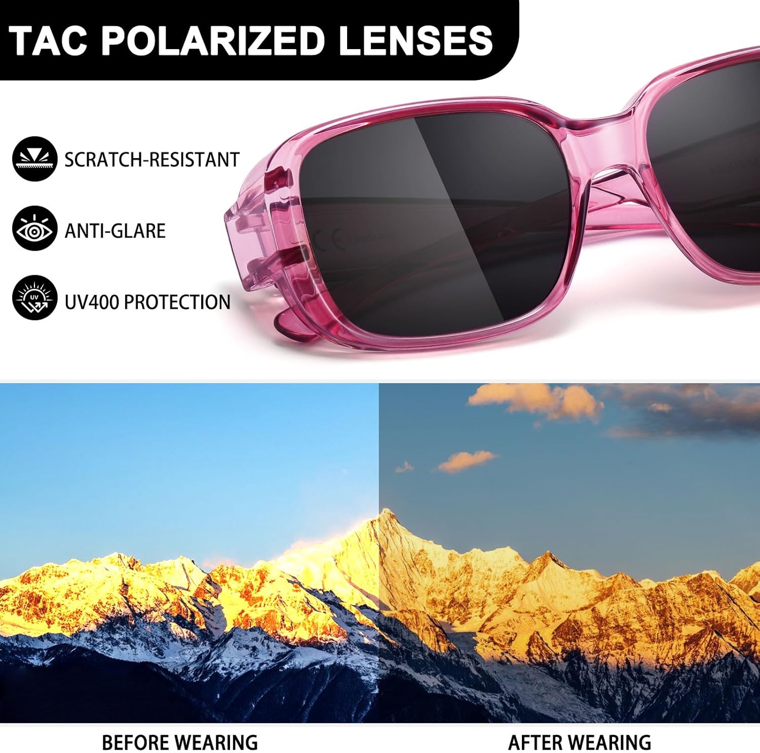 HAOLOTA Polarized Sunglasses Over Glasses Women Wrap-Around Glasses Small Shapes Driving Fishing UV400 Protection - Image 5