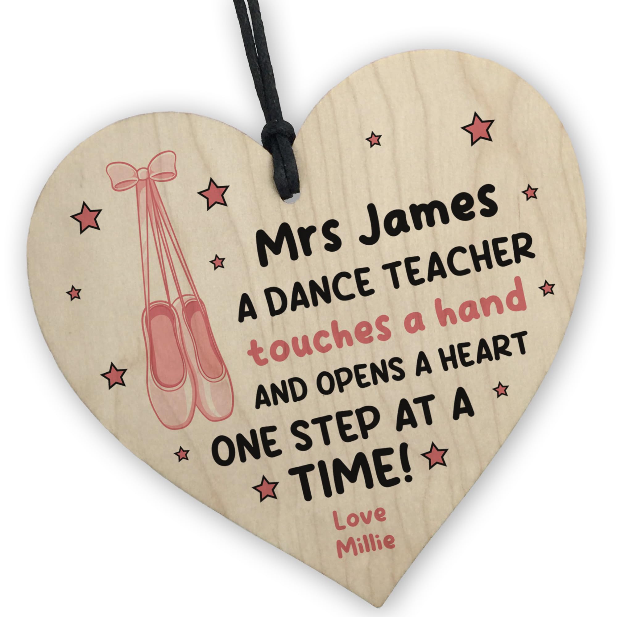 Red Ocean Personalised Dance Teacher, Wooden Heart, Ballet Tap Jazz Modern Dance Teacher, Dancing School, Coach, Thank You For Her, Leaving, For Women